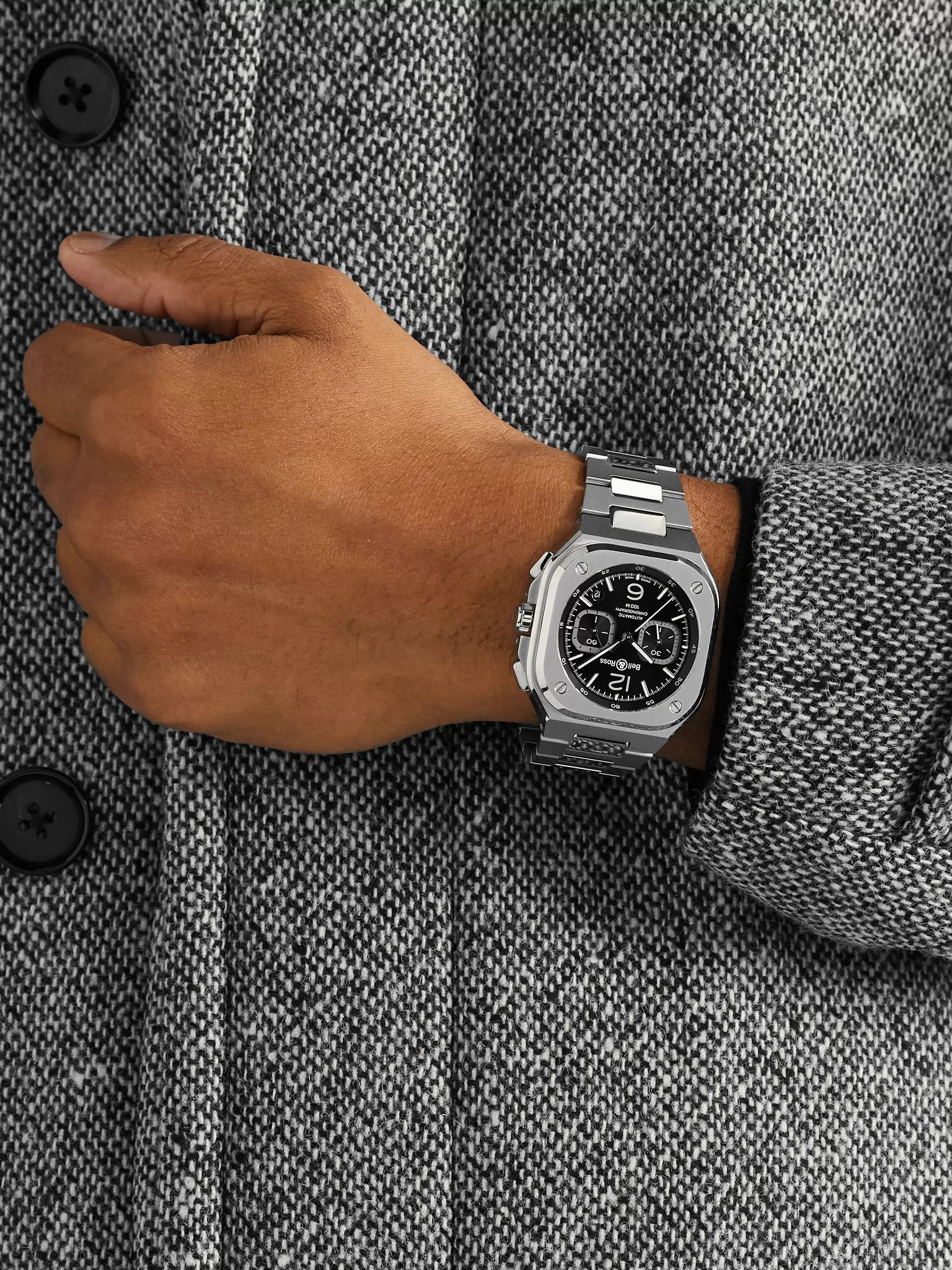 BR 05 Automatic Chronograph 42mm Stainless Steel Watch, Ref. No. BR05C-BL-ST/SST Black - 2