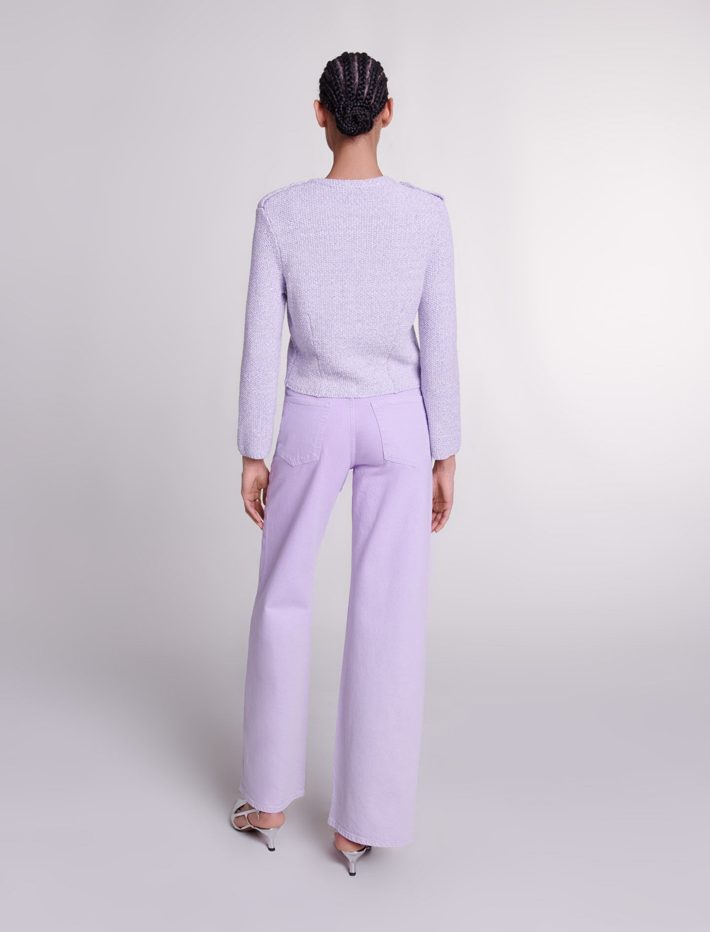 Cropped glitter knit cardigan - 5