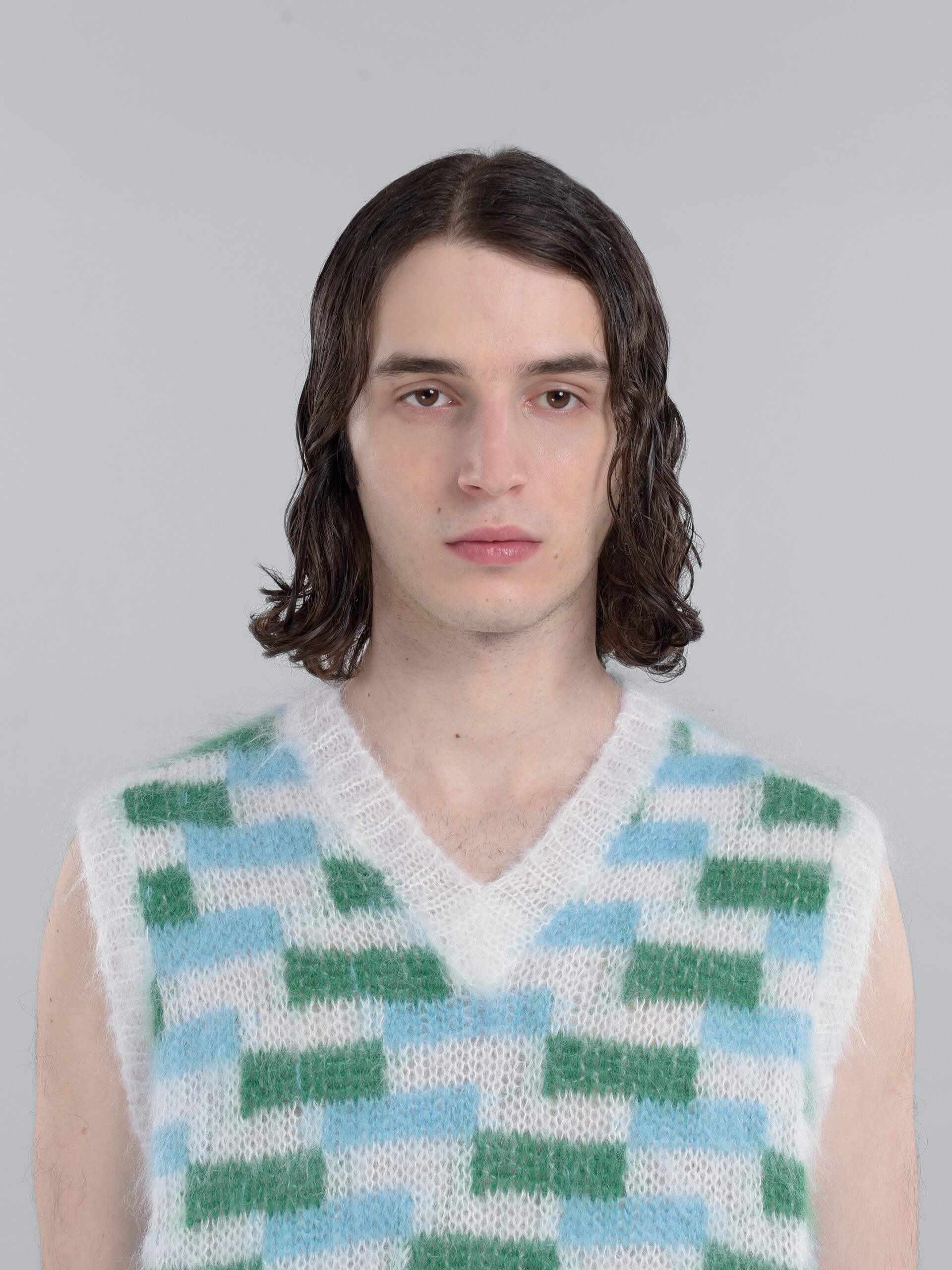 MULTICOLOR MOHAIR VEST WITH INLAYS - 4