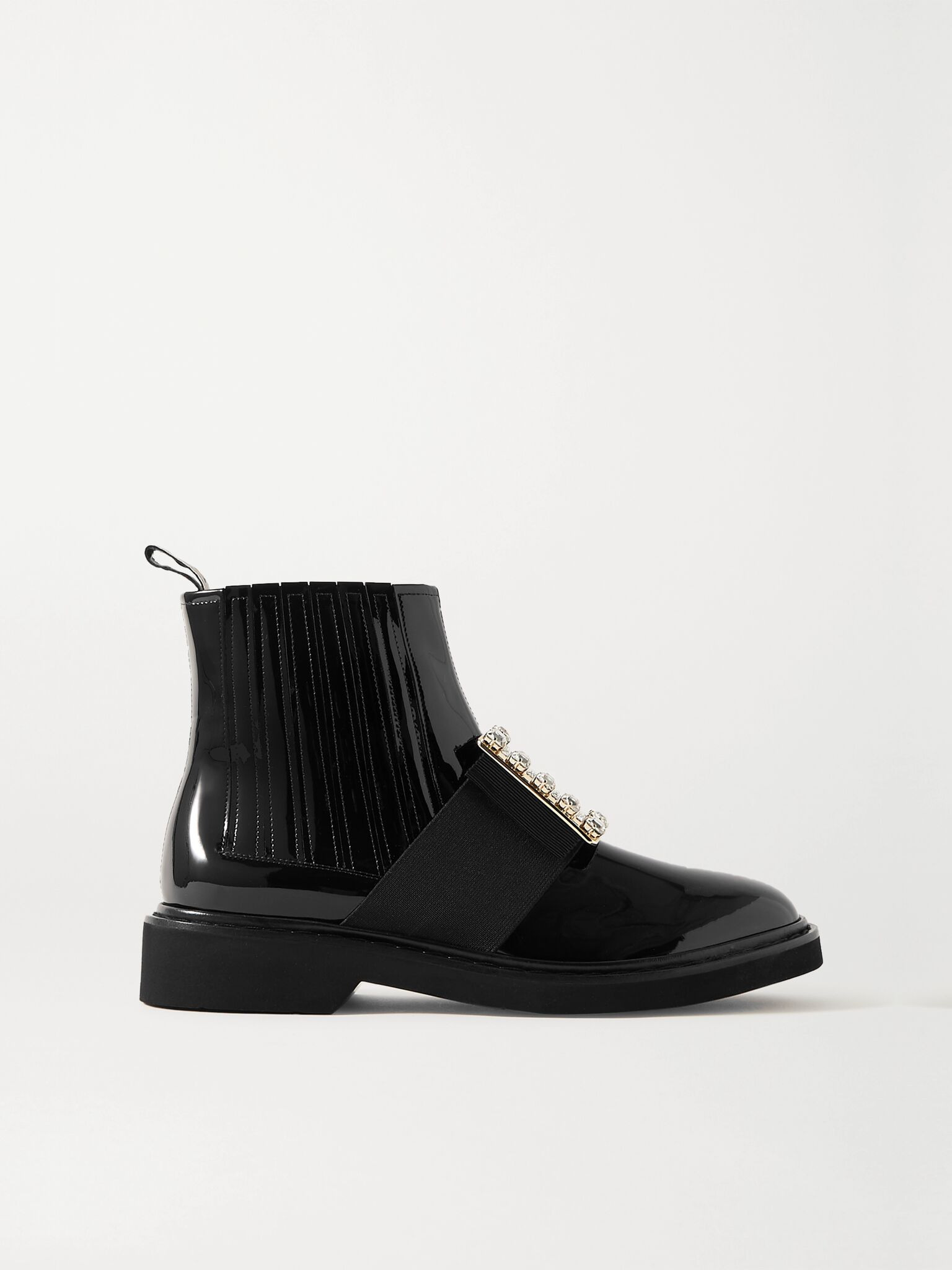 Viv Ranger crystal-embellished patent-leather Chelsea boots Black - 1