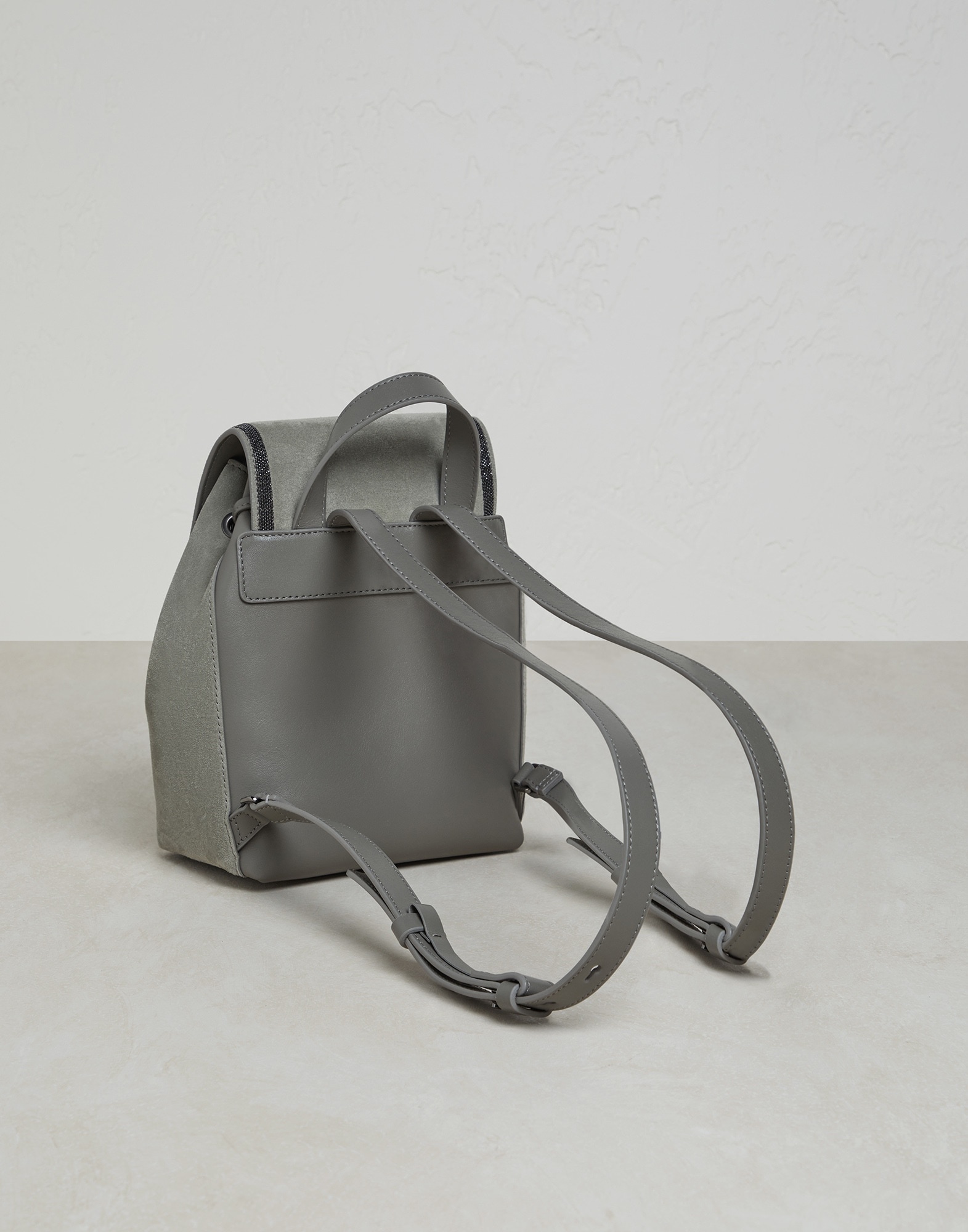 Suede backpack with precious contour - 2