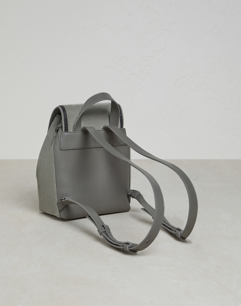 Suede backpack with precious contour 2