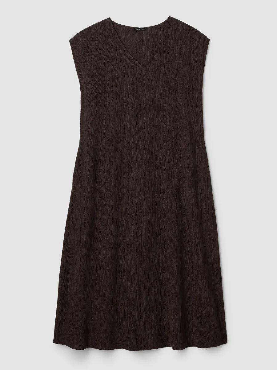 Woven Plissé V-Neck Dress - 1