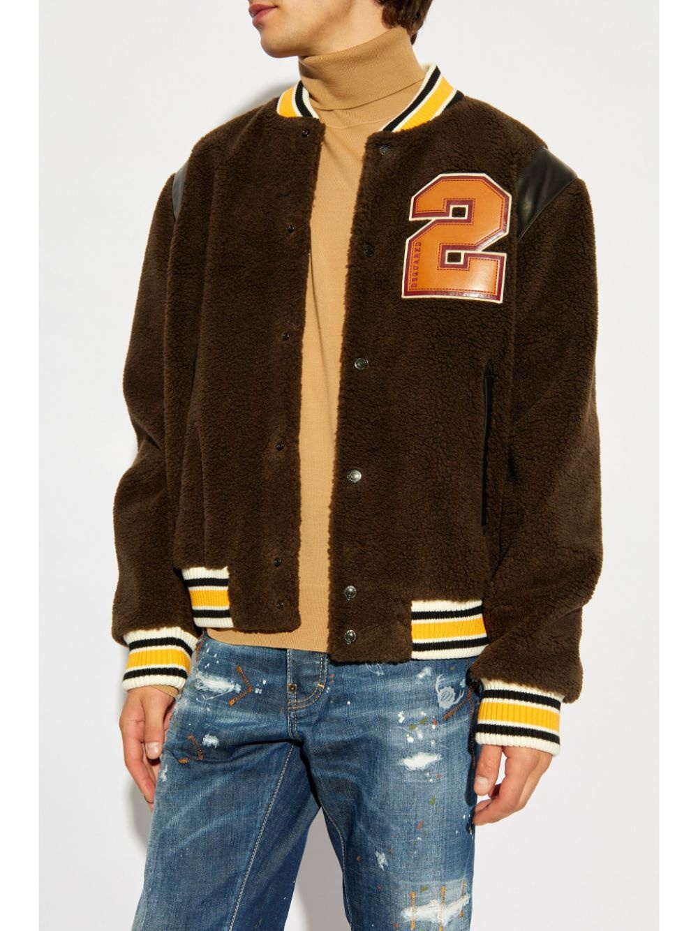 Bear's Varsity shearling bomber jacket - 3