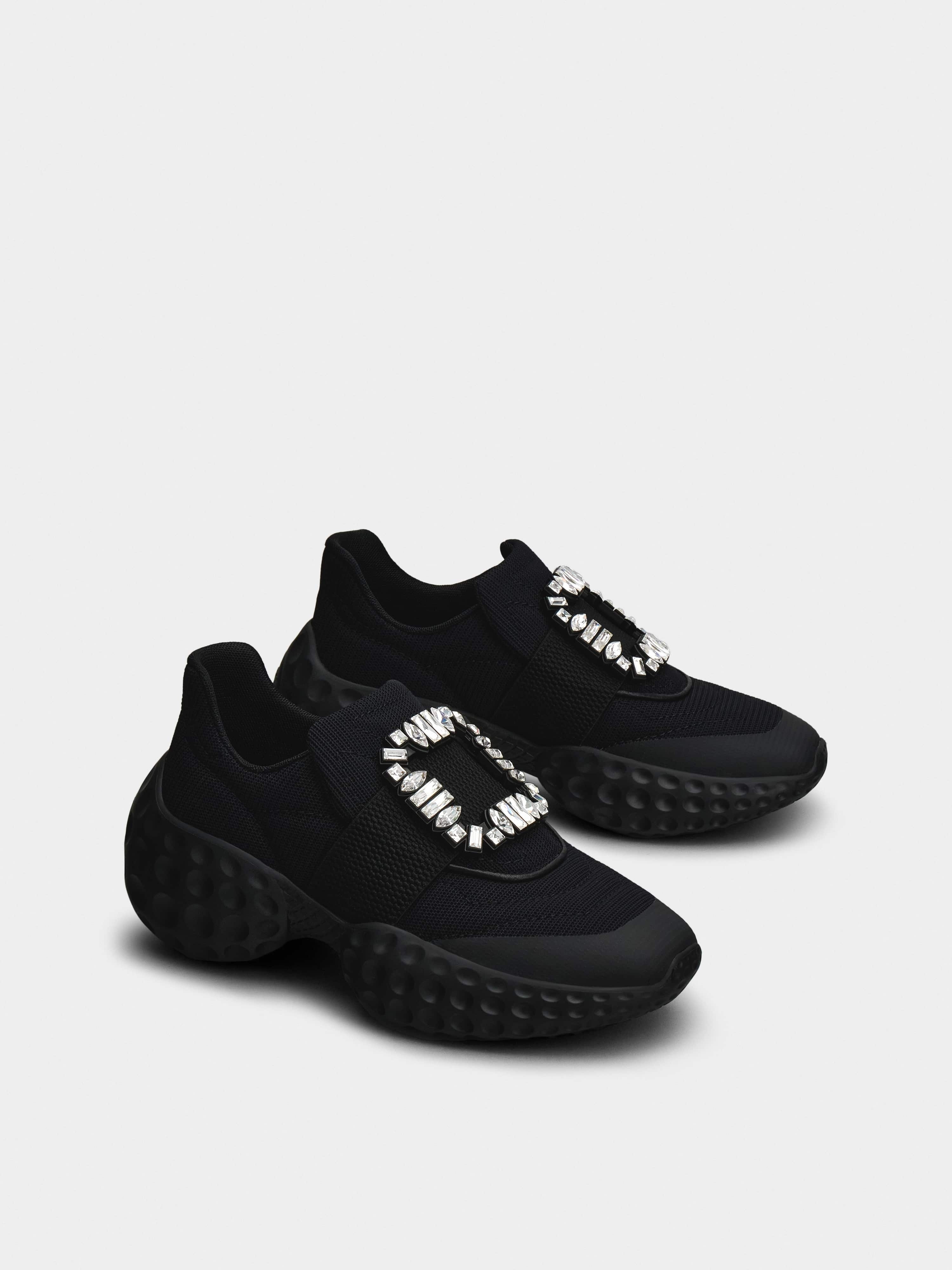 Roger Vivier Viv' Run Light Strass Buckle Sneakers in