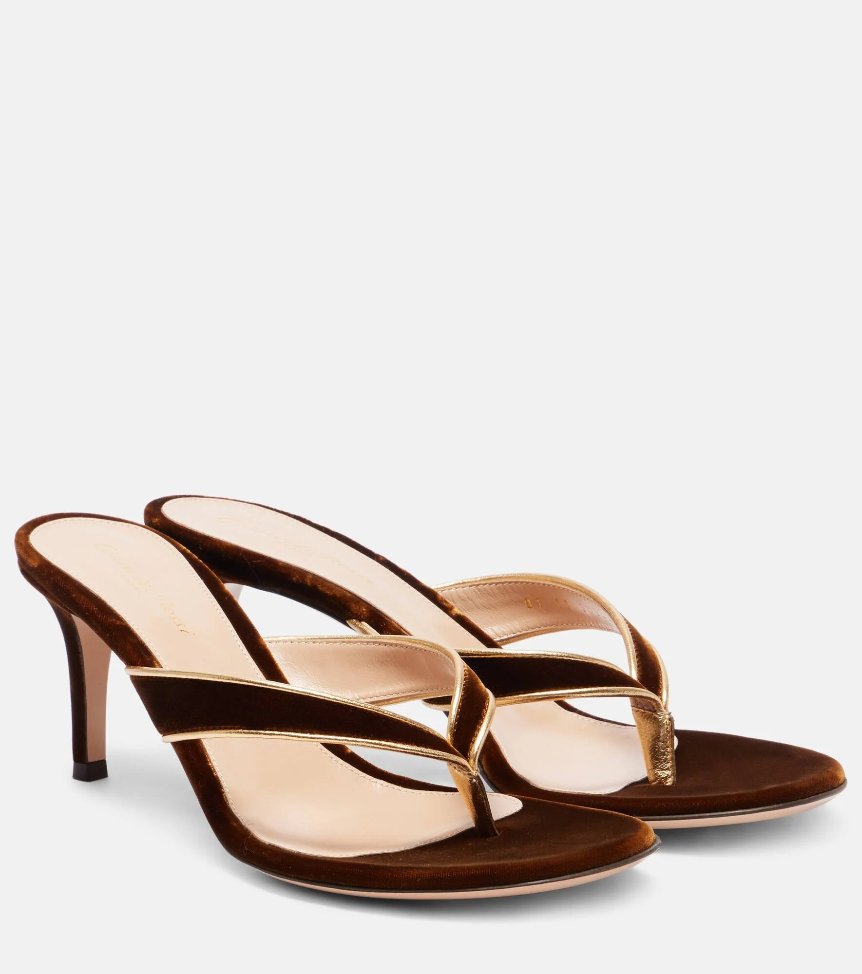 70 leather-trimmed velvet mules - 1