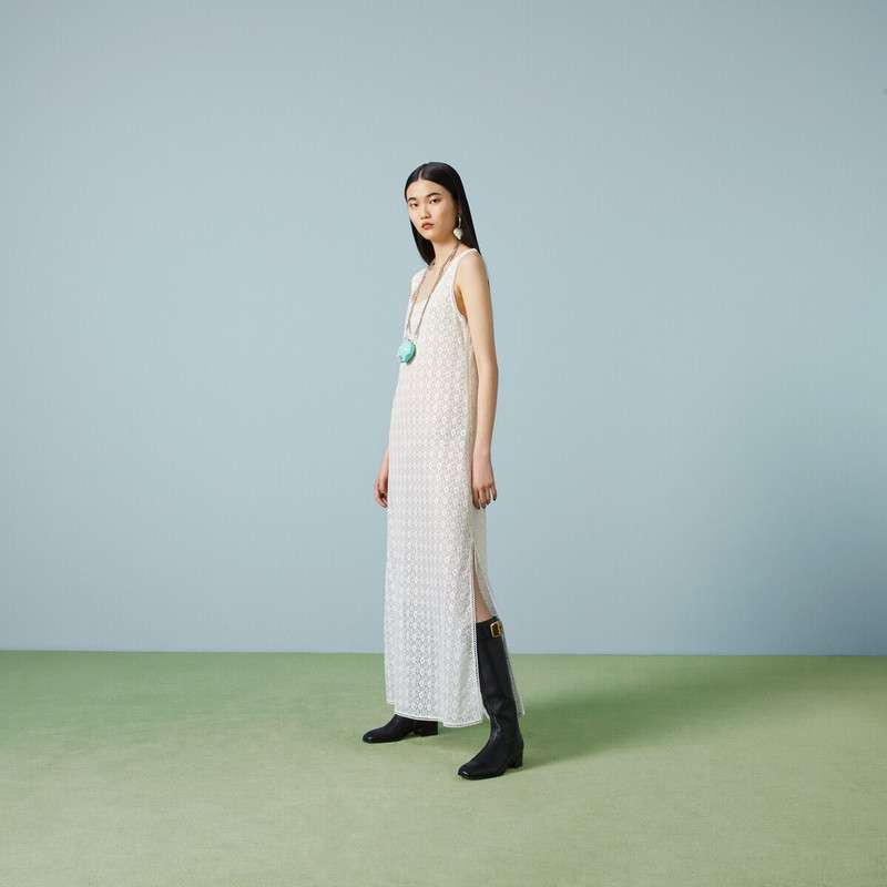 GG floral lace dress with Web belt 2