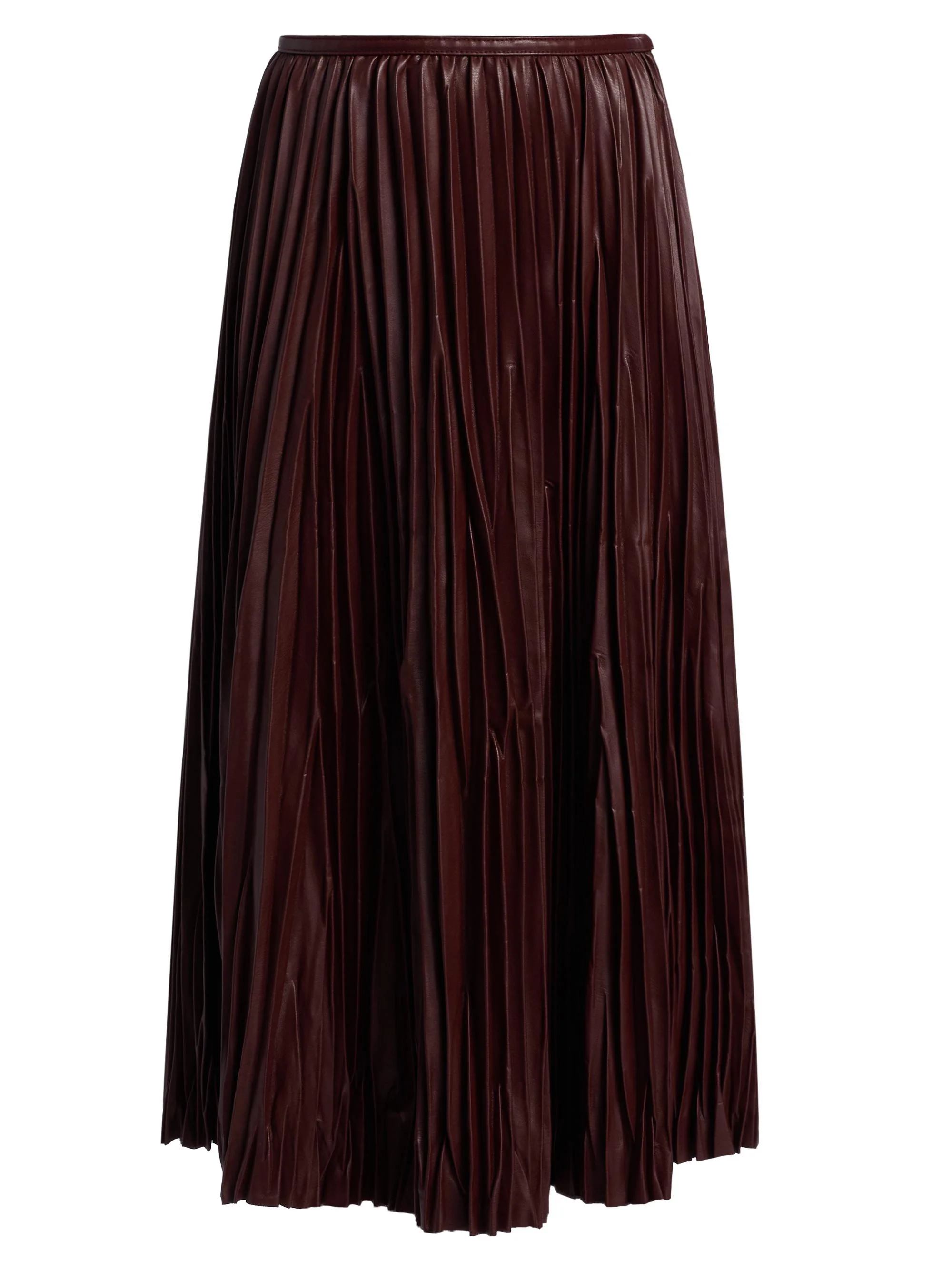 Women's Rosalyn Pleated Faux Leather Midi-Skirt - Oxblood - 1