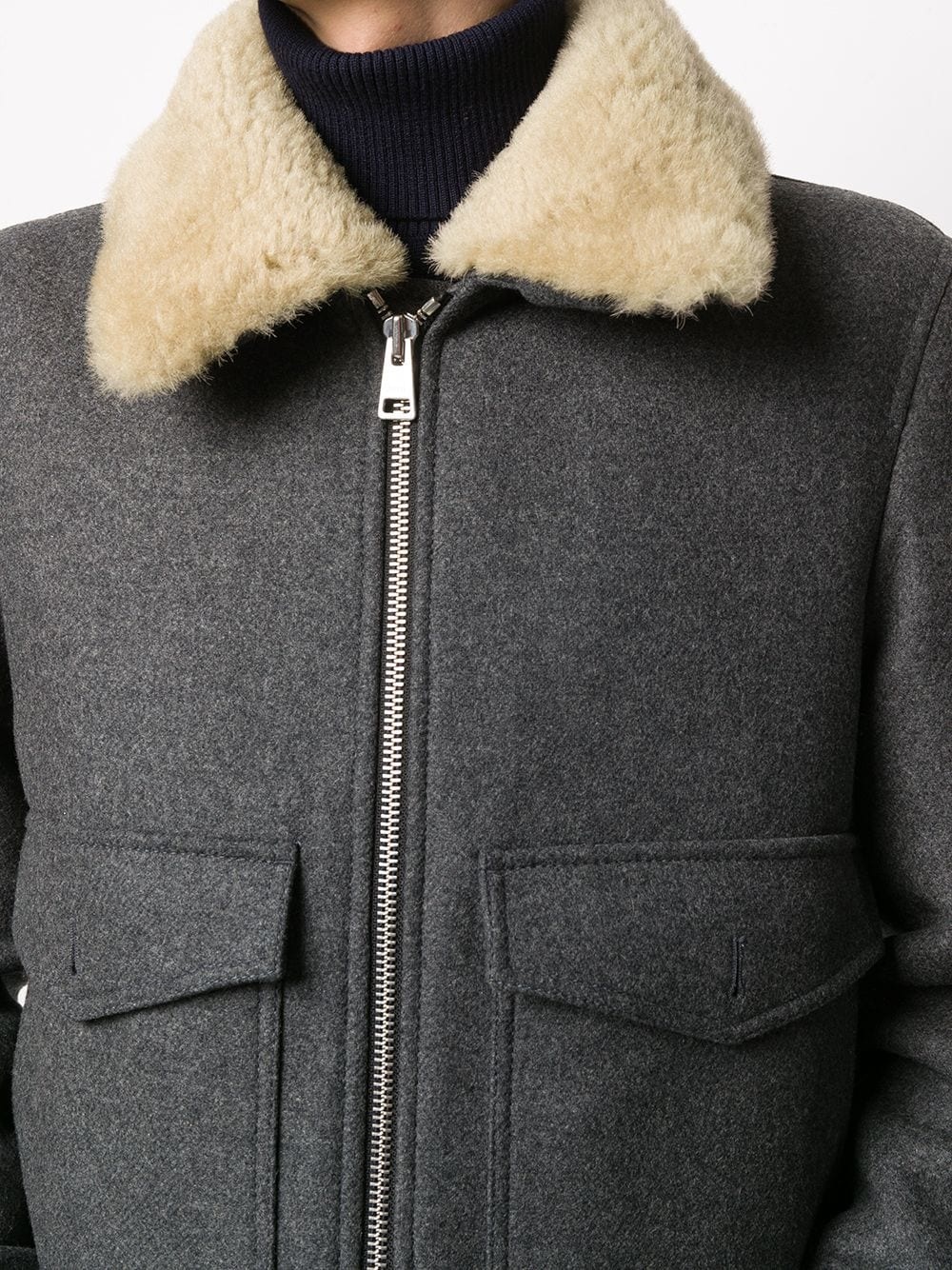 shearling trimmed aviator jacket - 5