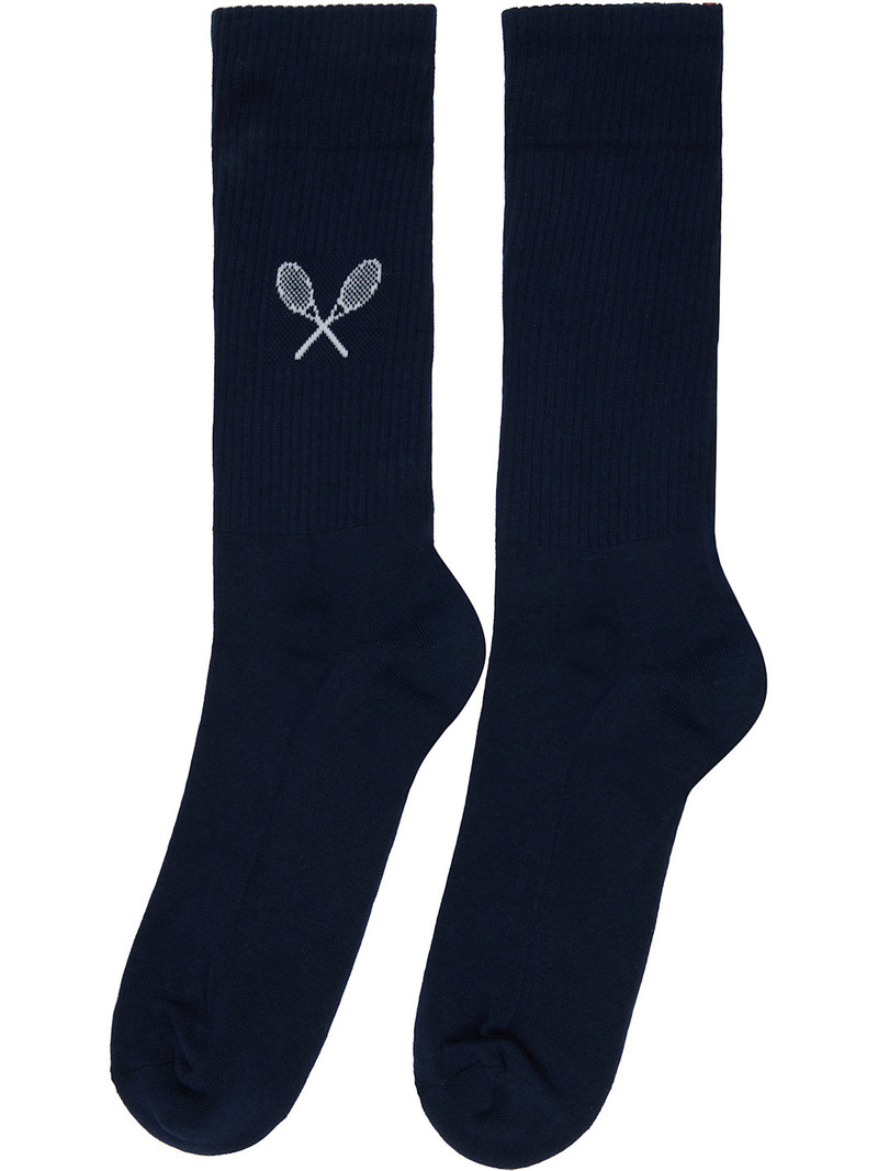Thom Browne Navy Tennis Racquet Athletic Socks outlook