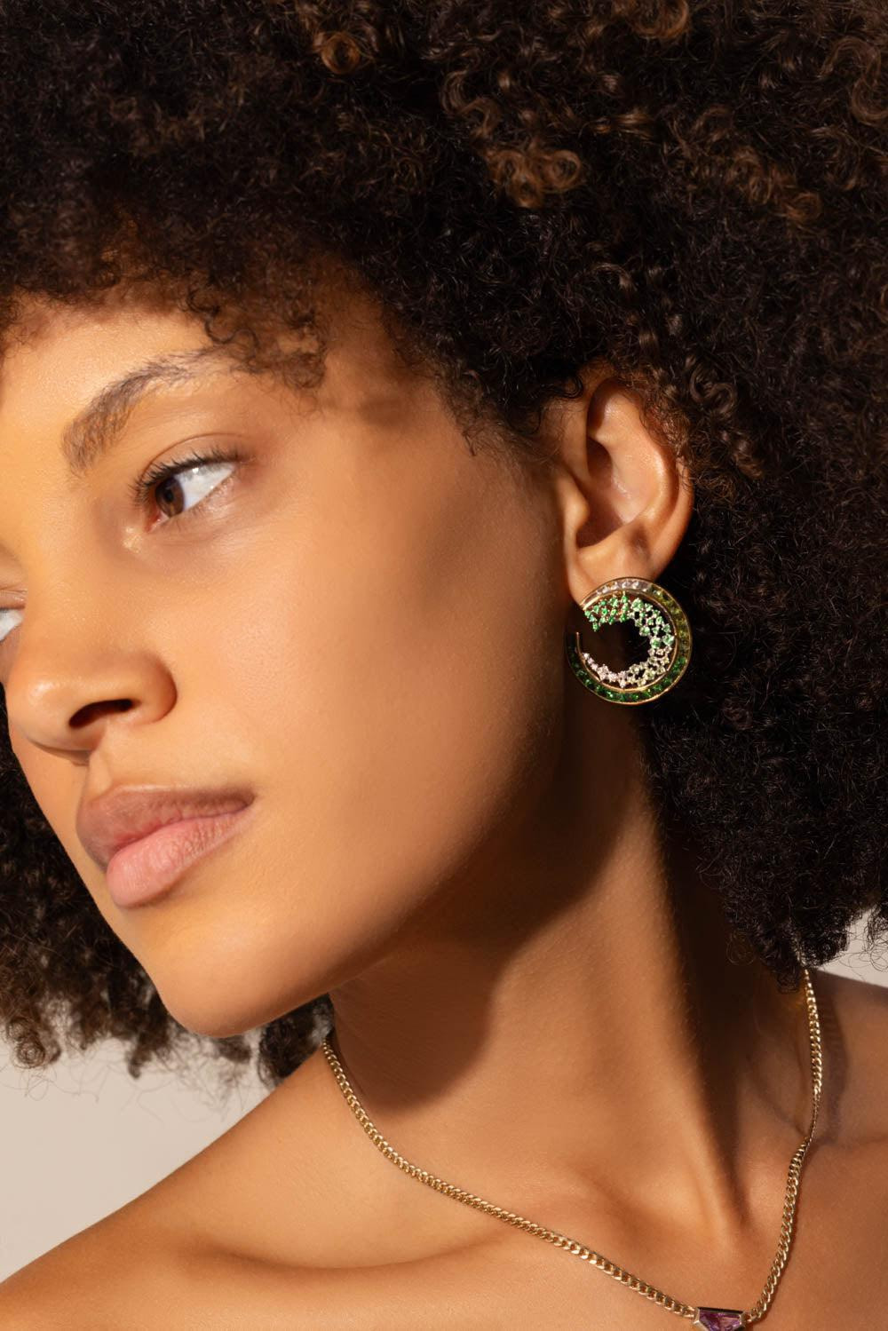Green Ombre Scatter Hoop Earrings - 3