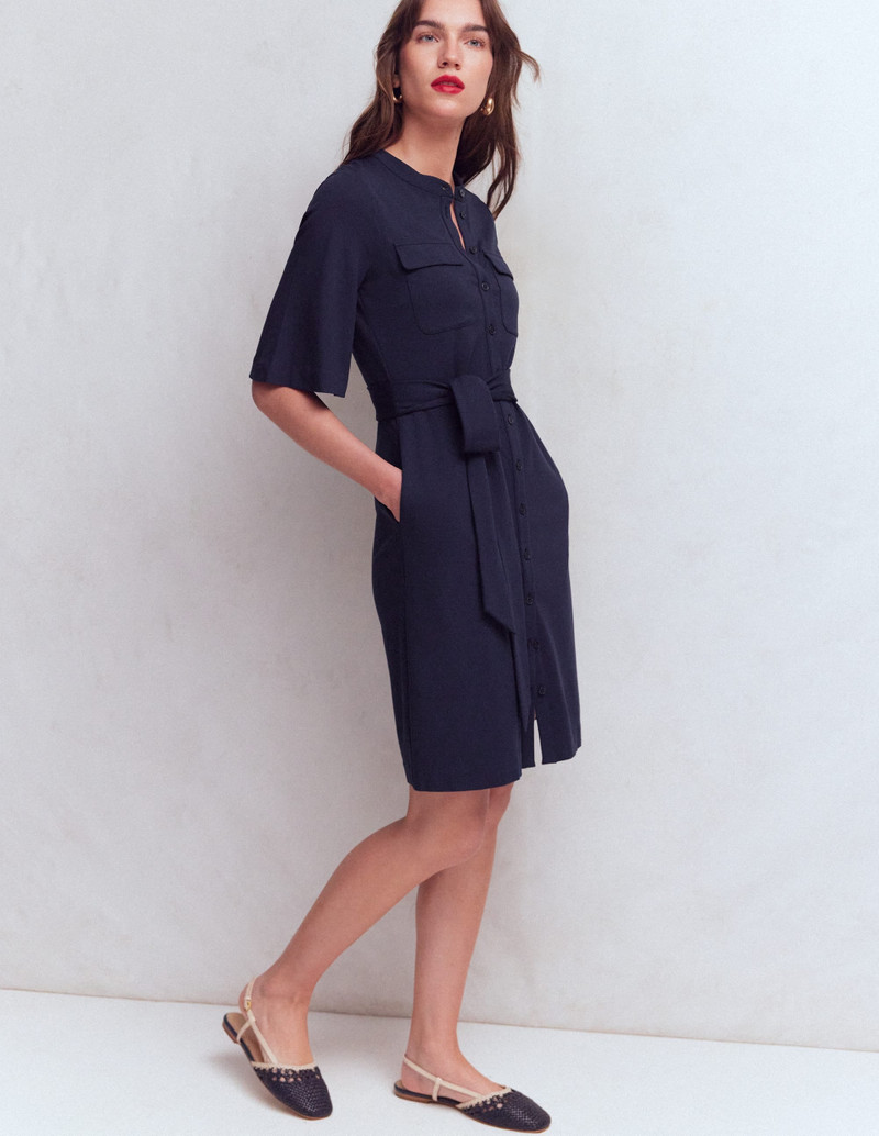 Front Pocket Ponte Dress-Navy 5