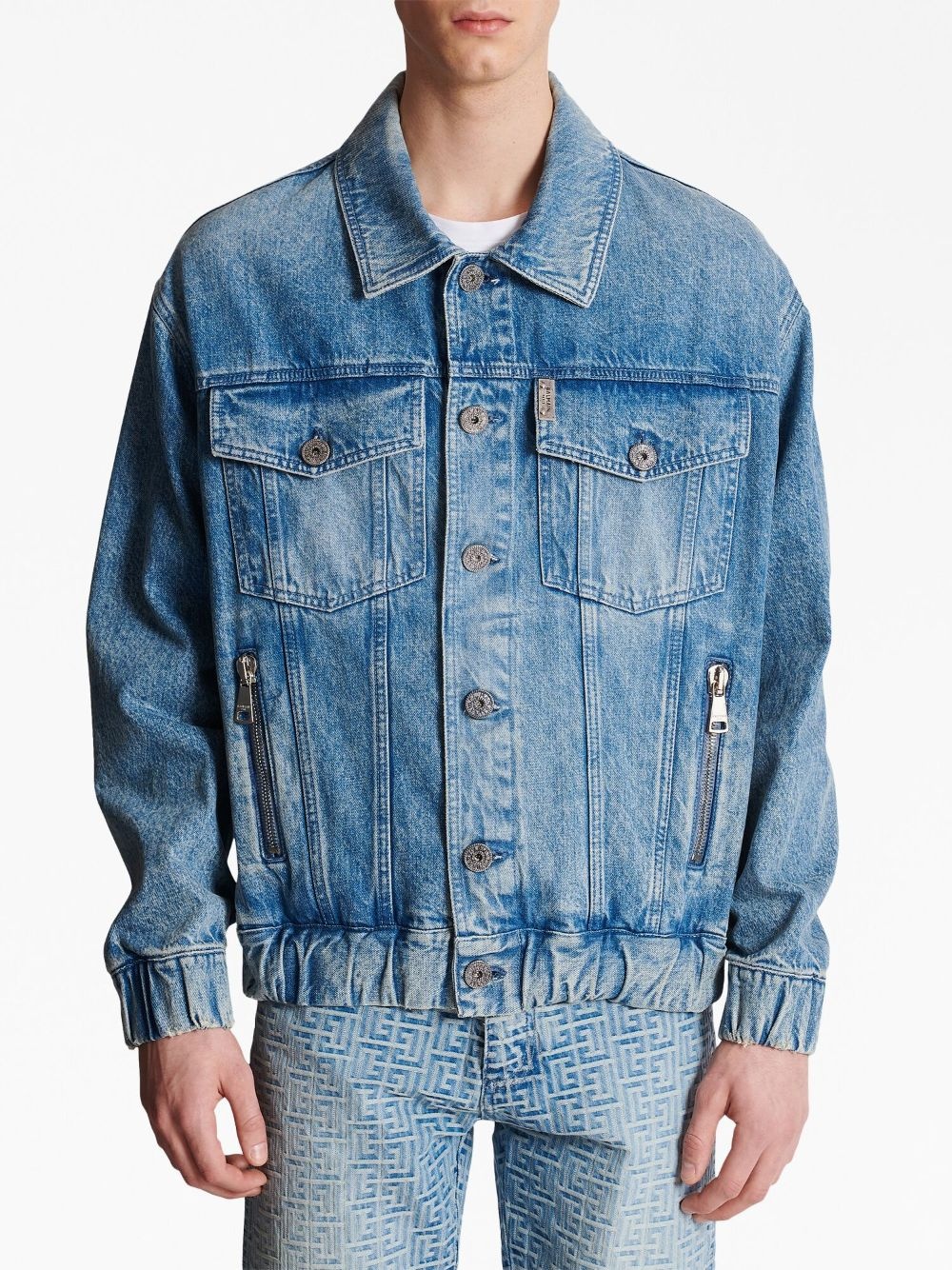 70s logo-patch denim jacket - 6