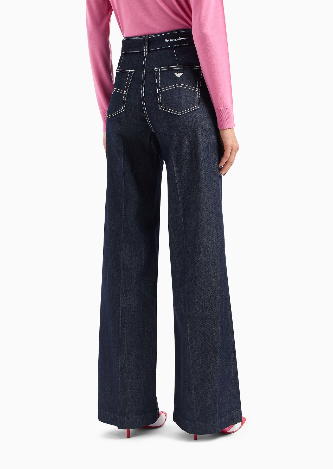 ASV J14 high-waisted wide-leg palazzo jeans in a stretch Lyocell-blend denim with contrasting stitch - 3