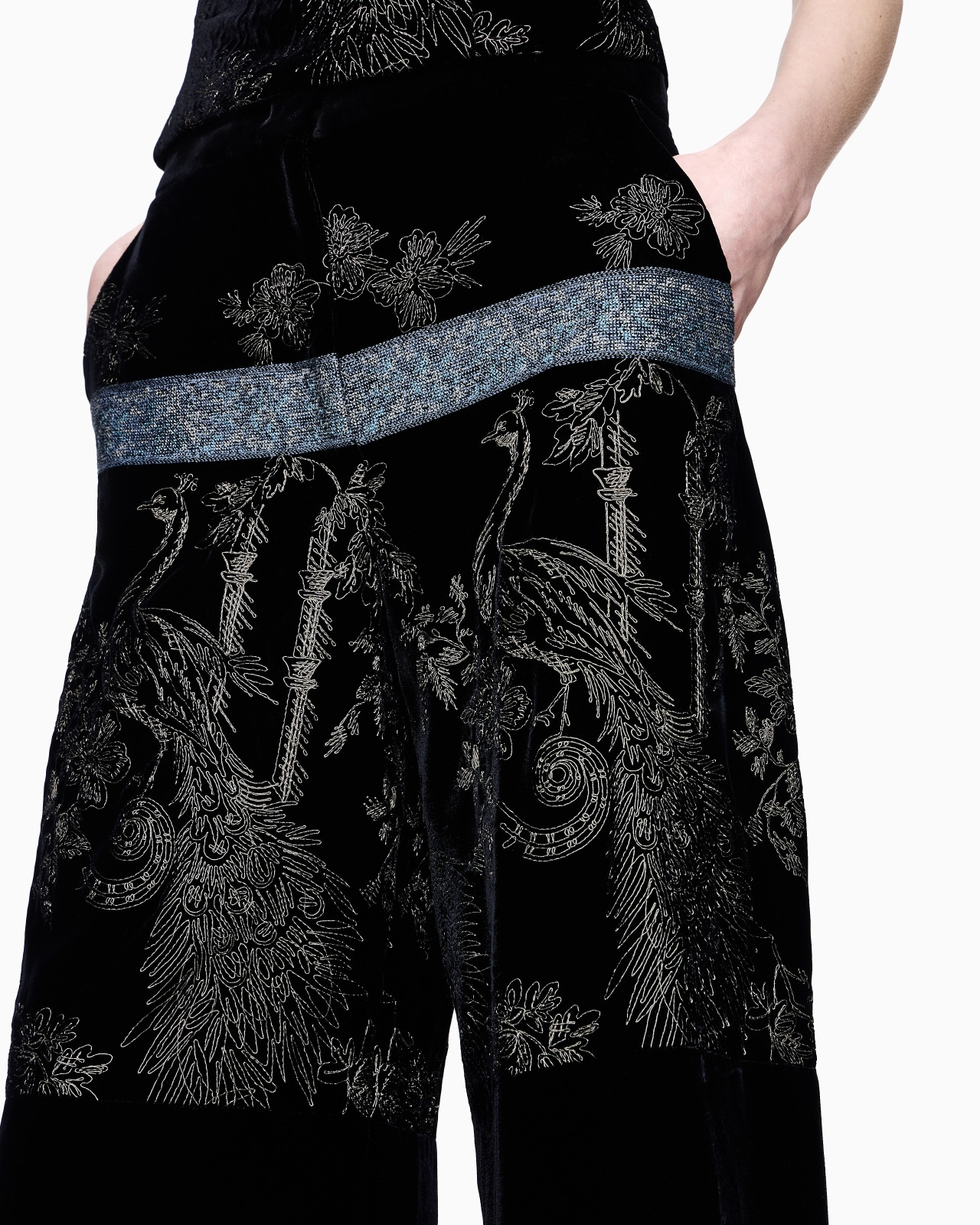 EMBROIDERED VELVET TROUSERS - 5