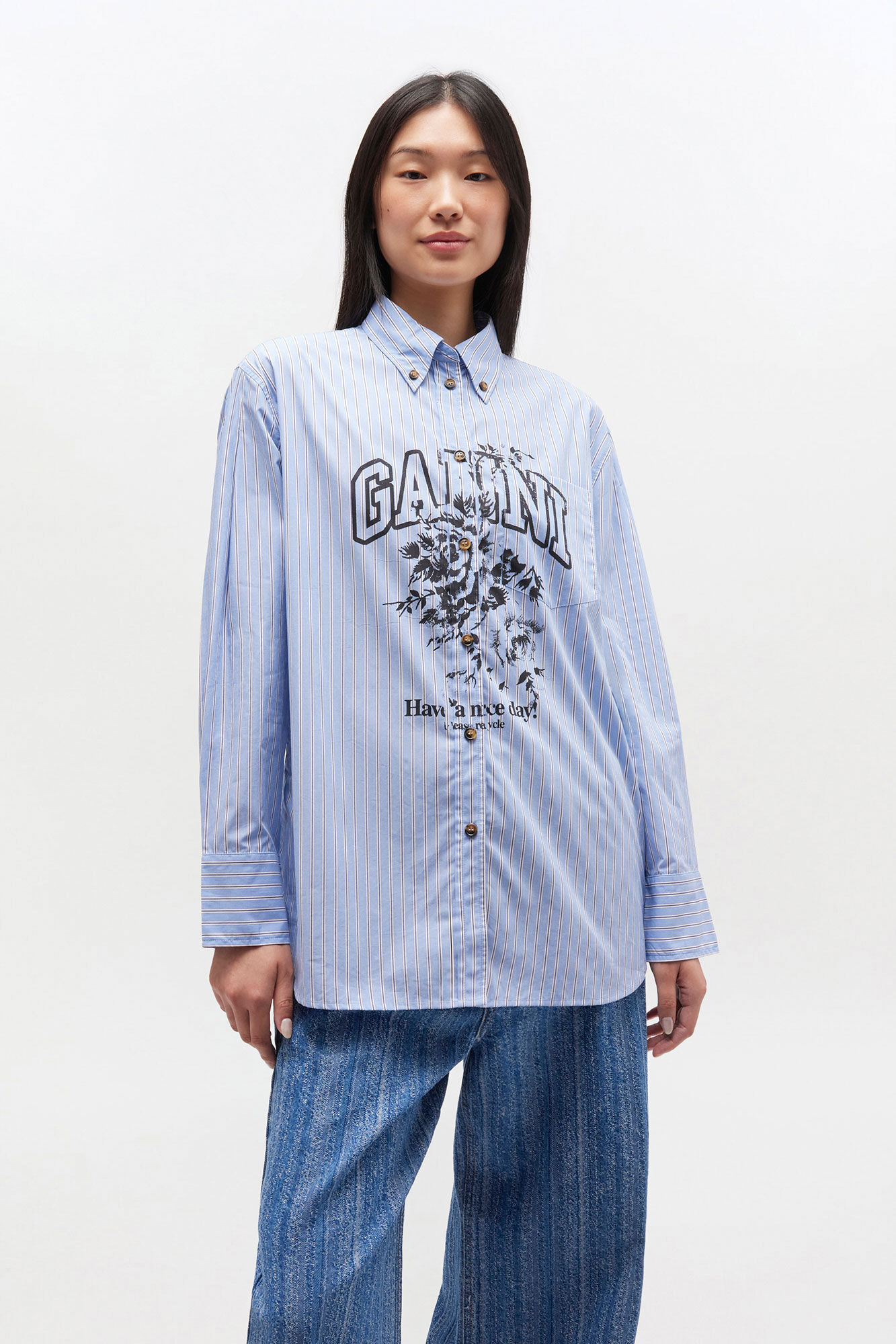 BLUE STRIPE LOGO SHIRT - 2