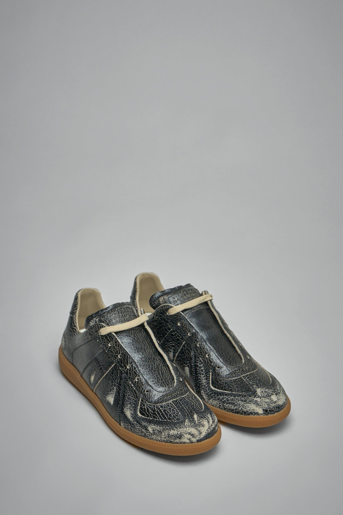 Replica Distressed Cracked-Leather Sneakers - 2