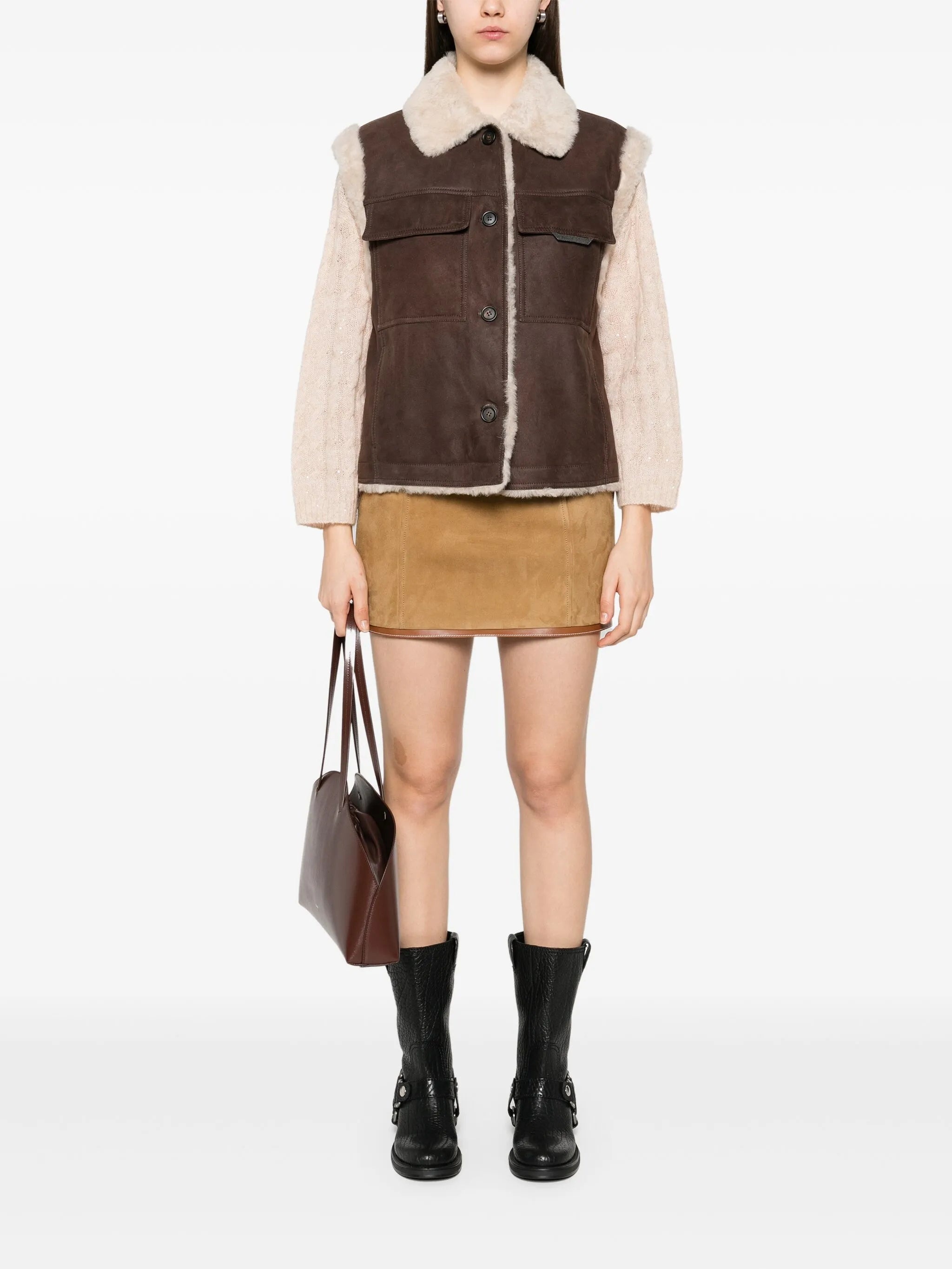 Shearling-collar Gilet - 4