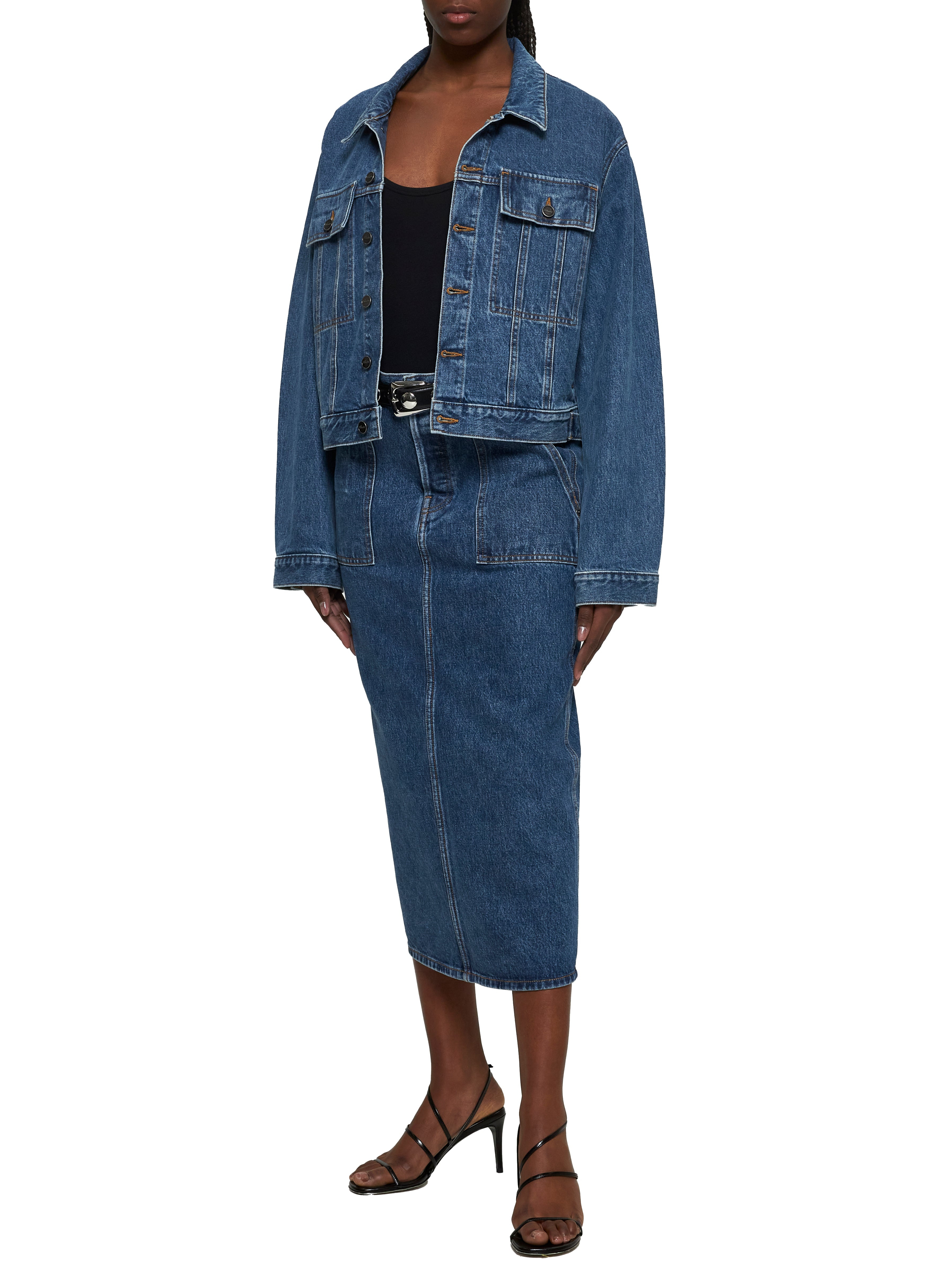 Blue denim Genevieve midi skirt - 2