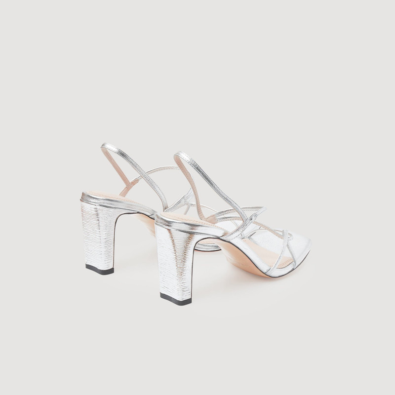 Sandro LEATHER SANDALS WITH BLOCK HEEL outlook