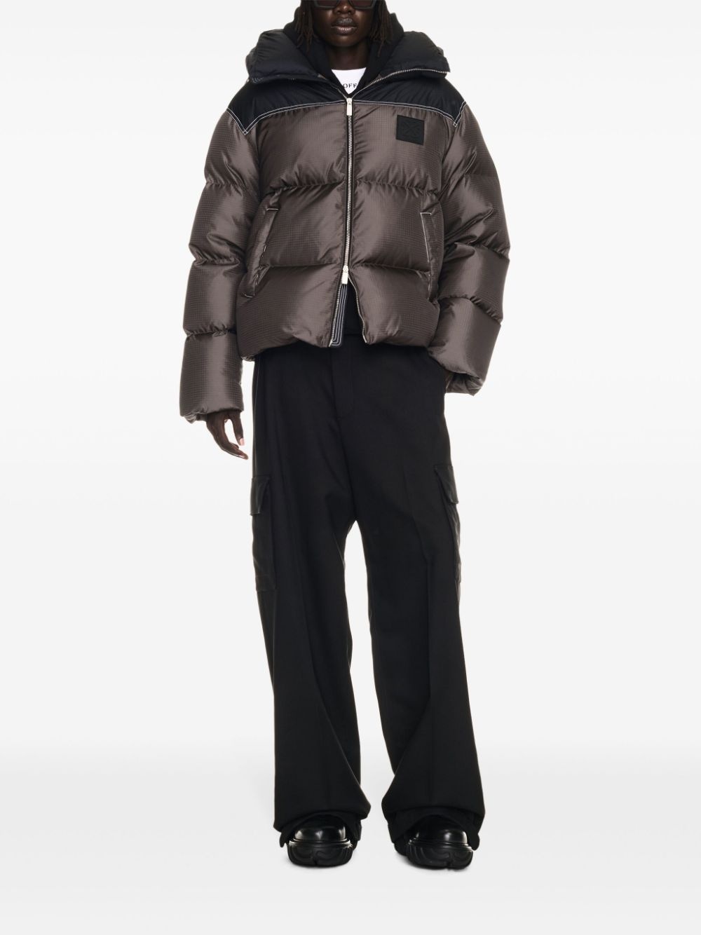 logo-patch puffer jacket - 2