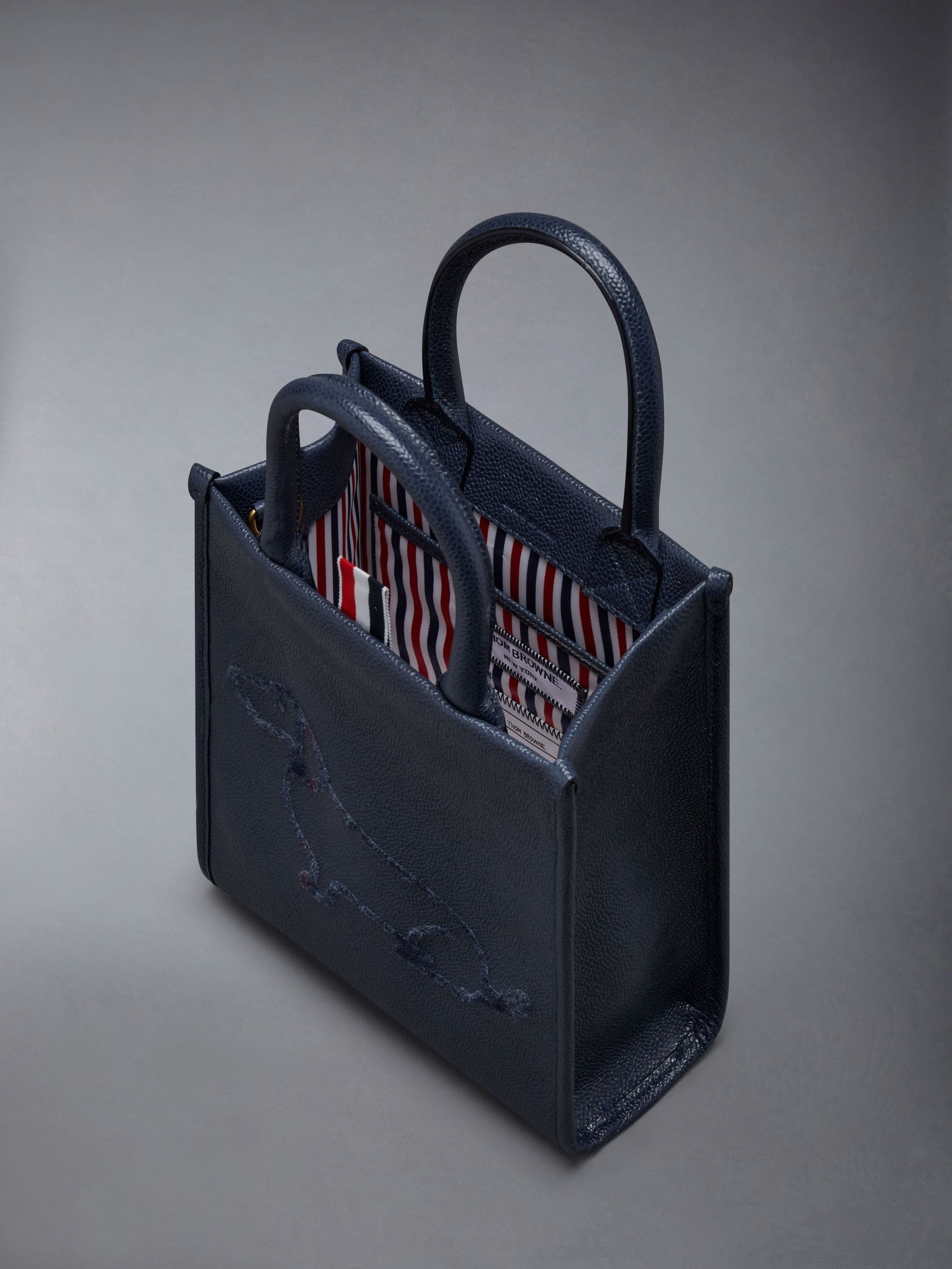Pebble Grain Leather Hector Icon Small Squared Tote - 4