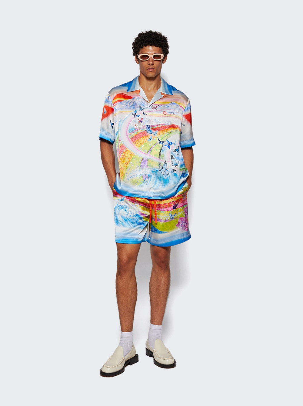 Cuban Collar Short Sleeve Shirt Butterfly Mountain - 5