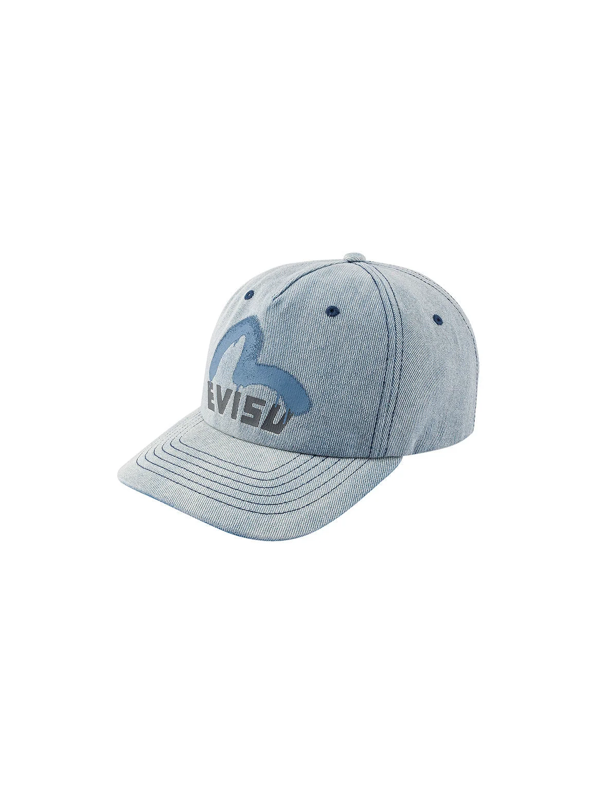Graffiti Seagull and Logo Print Denim Cap - 1