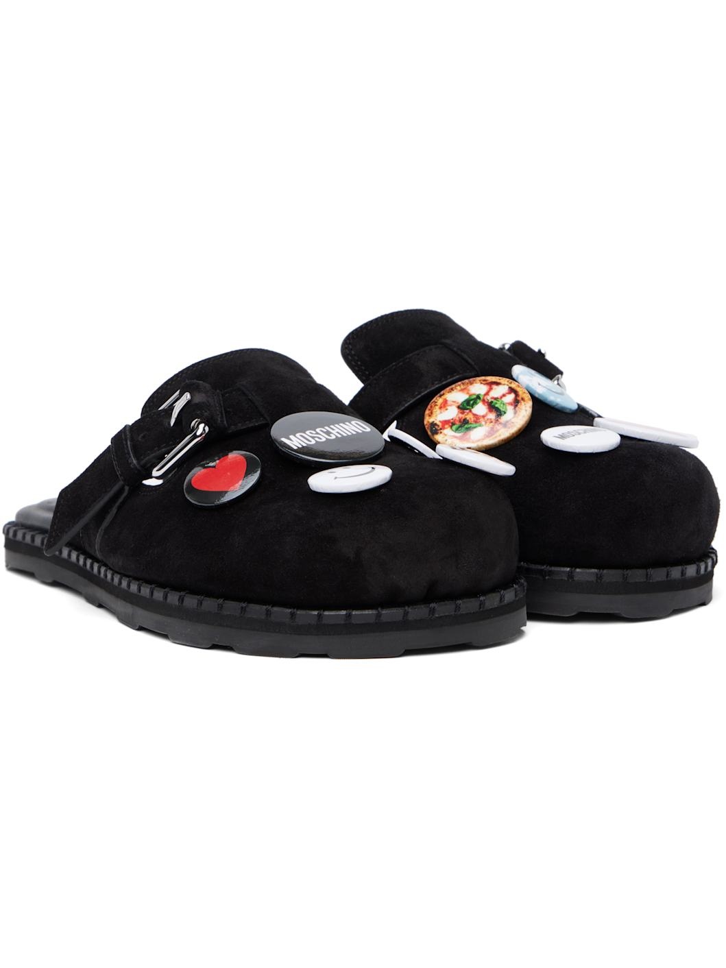 Black Cow Suede Sporty Mules - 4