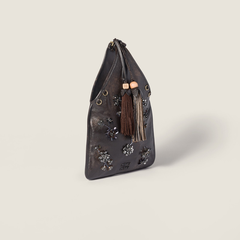 Embroidered nappa leather handbag 3