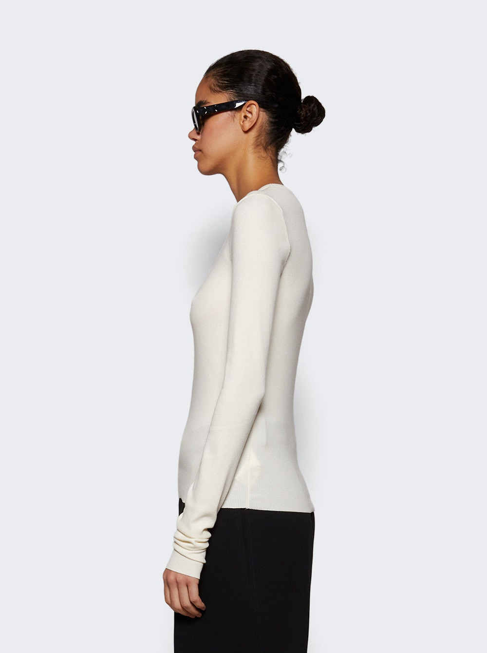 Long Sleeve Fitted Top Cream - 4
