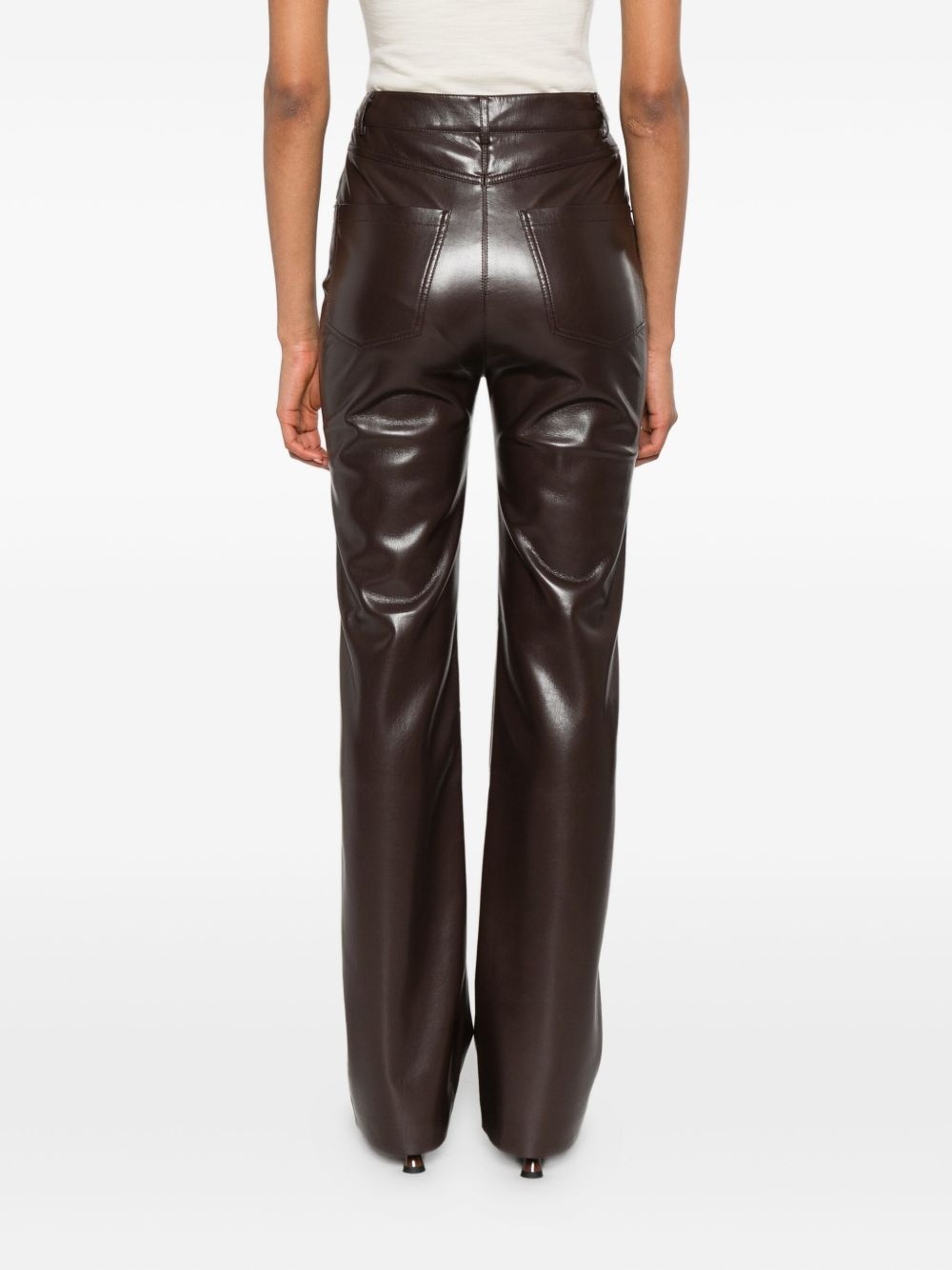 five-pocket leather trousers - 4