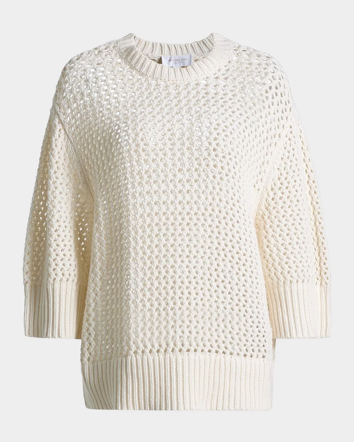Open-Stitch Crewneck Sweater - 1