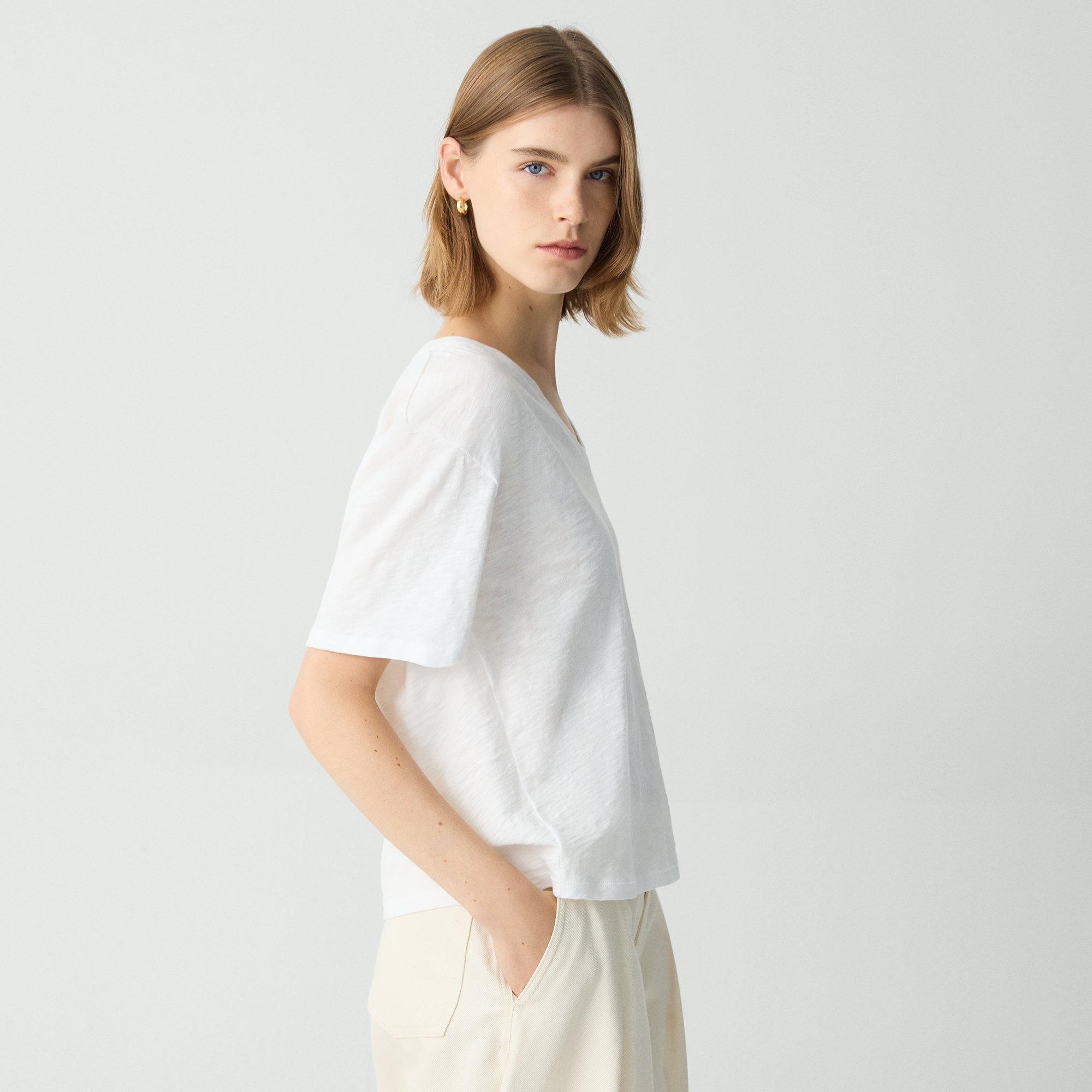 Relaxed V-Neck Tee in Cotton - 3