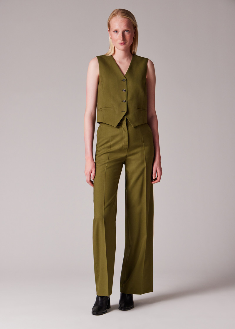 Women's Olive Green Wool Waistcoat 6