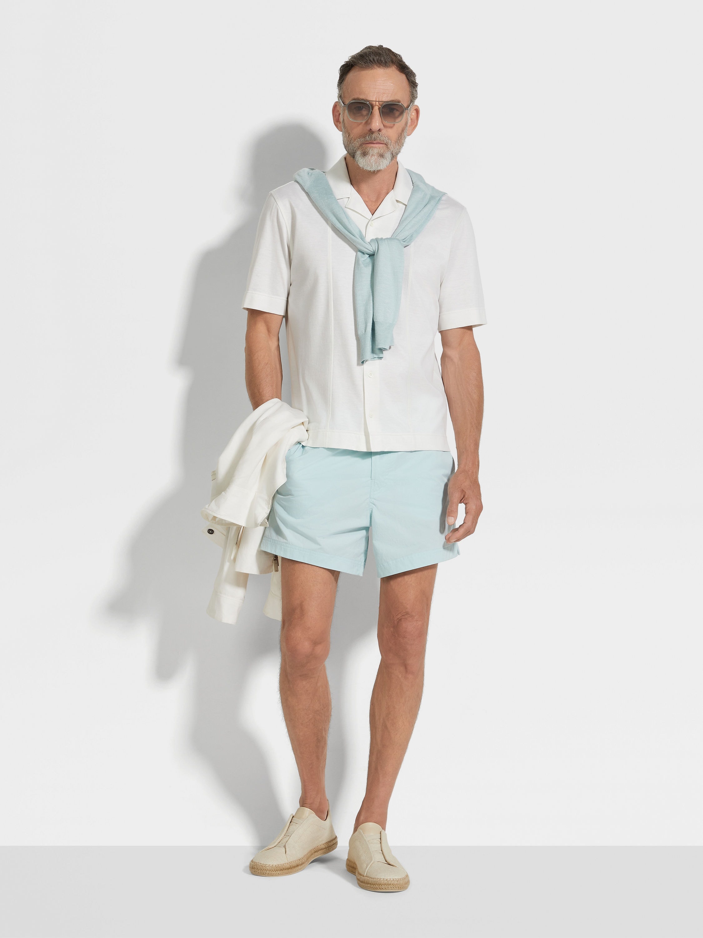 WHITE COTTON AND SILK SHIRT - 3