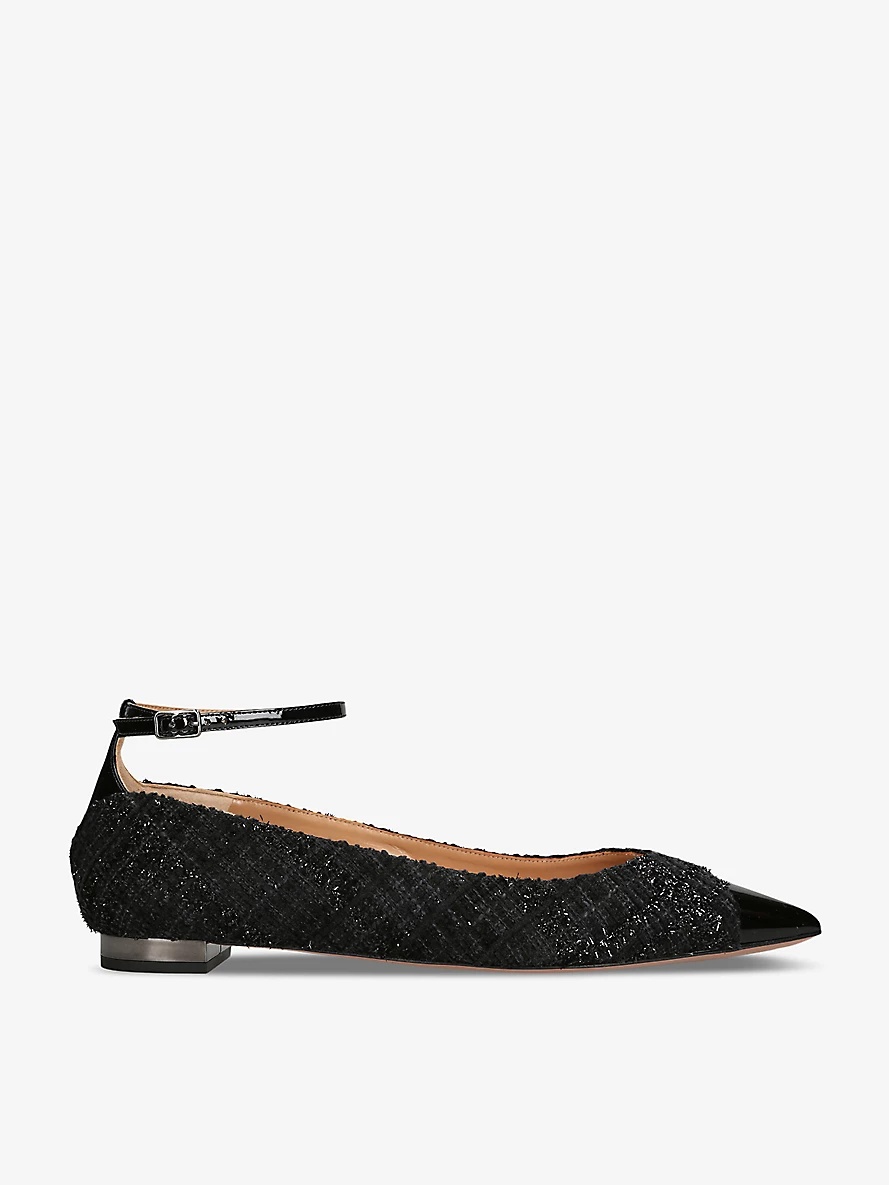 Pinot metallic-tweed and patent-leather ballet flats - 1