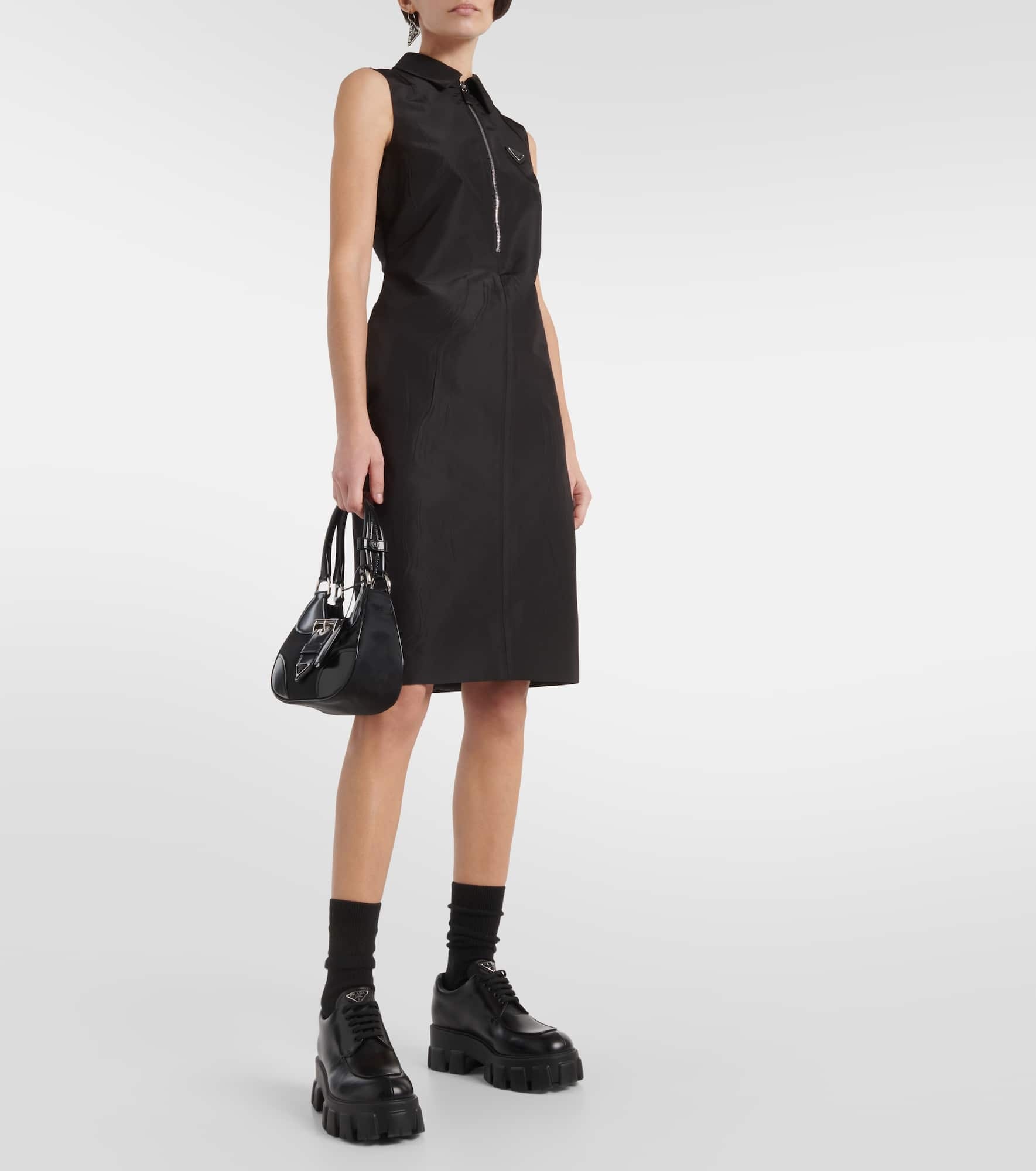 Half-zip silk-blend midi dress - 2