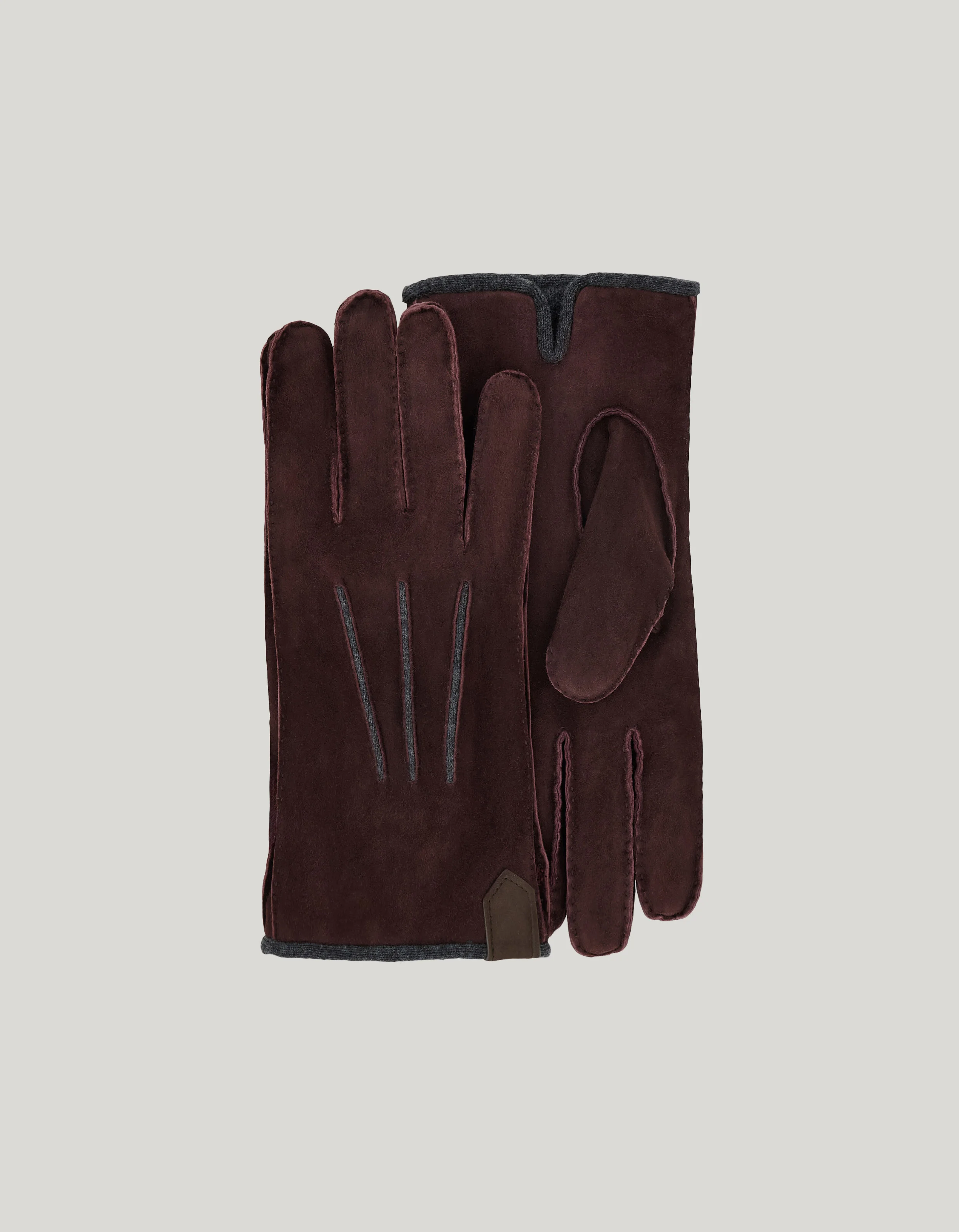 BURGUNDY SUEDE GLOVES WITH CASHMERE LINING - 1