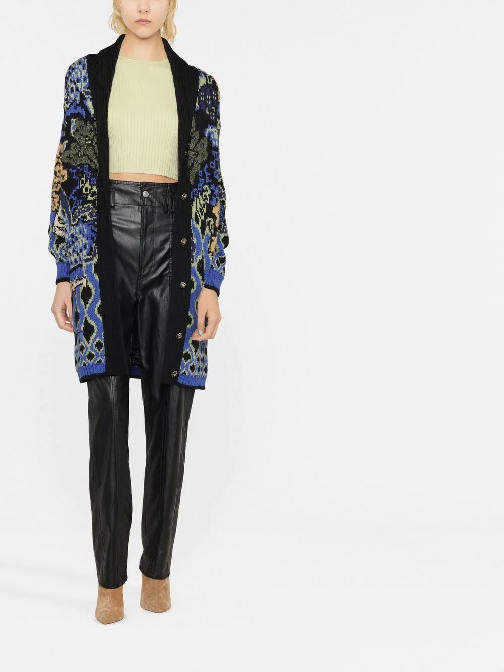 pattern-embroidered cardigan - 2