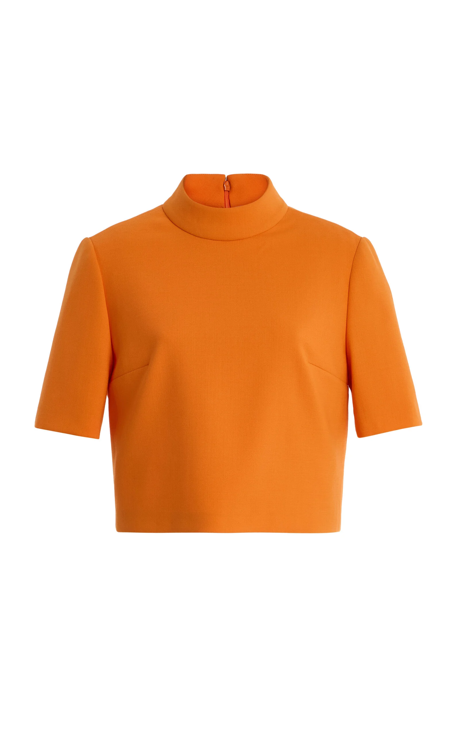 Mock Neck Bi-Stretch Wool Tailored Top orange - 1
