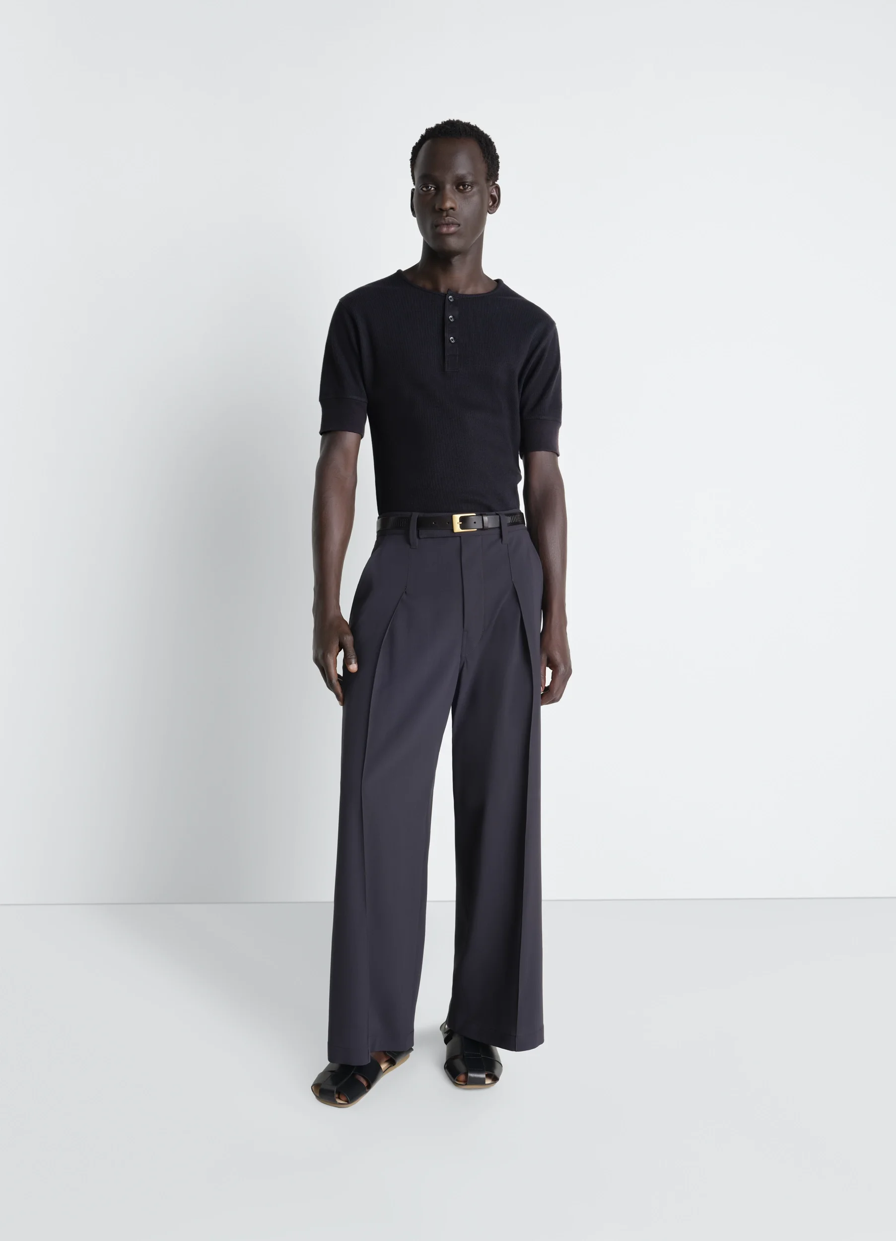 【LEMAIRE】26SS RIB HENLEY TOP IN JERSEY Lemaire RIB HENLEY TOP IN COTTON LINEN RIB JERSEY - TS0007