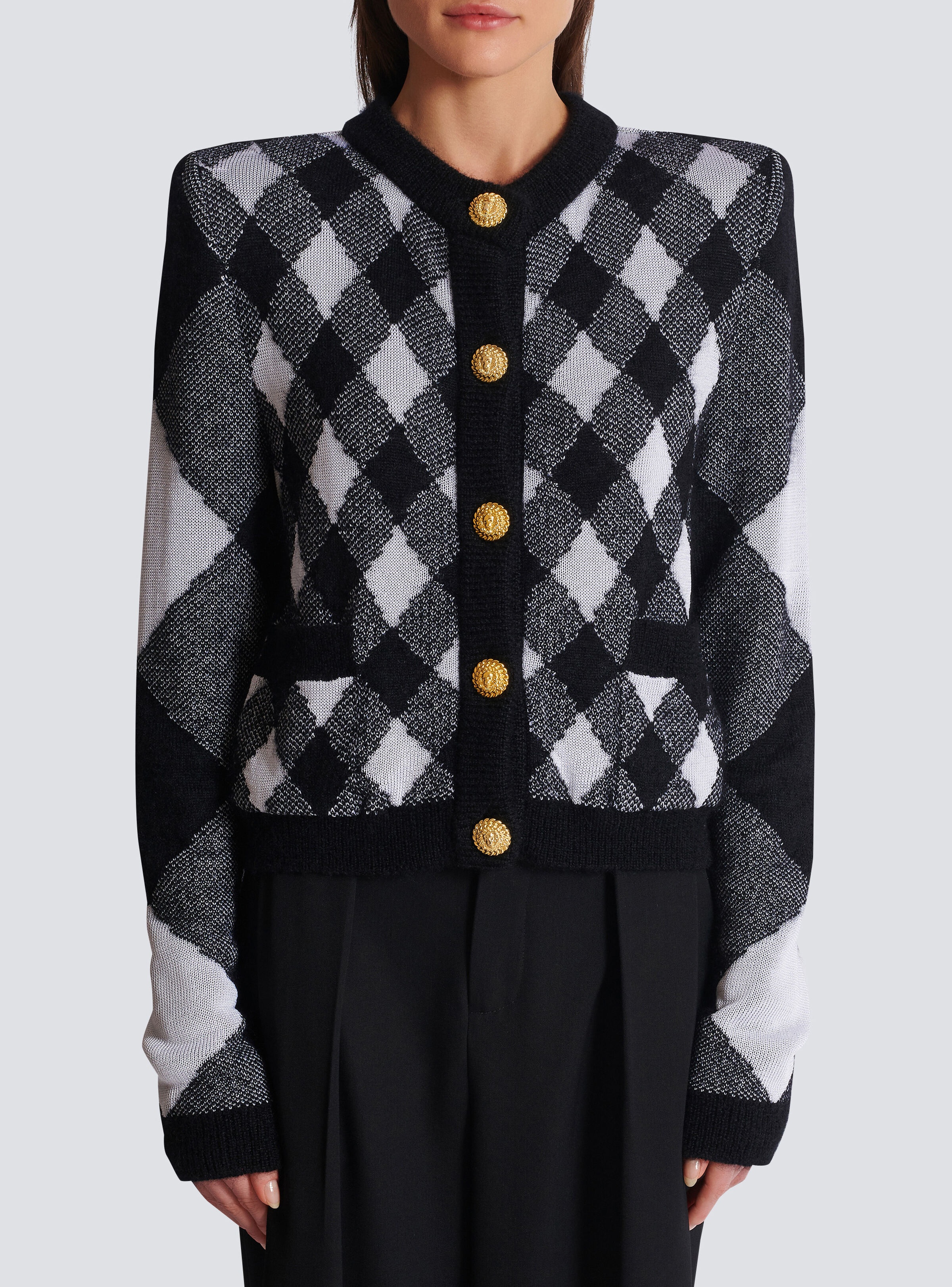 Gingham knit cardigan - 5