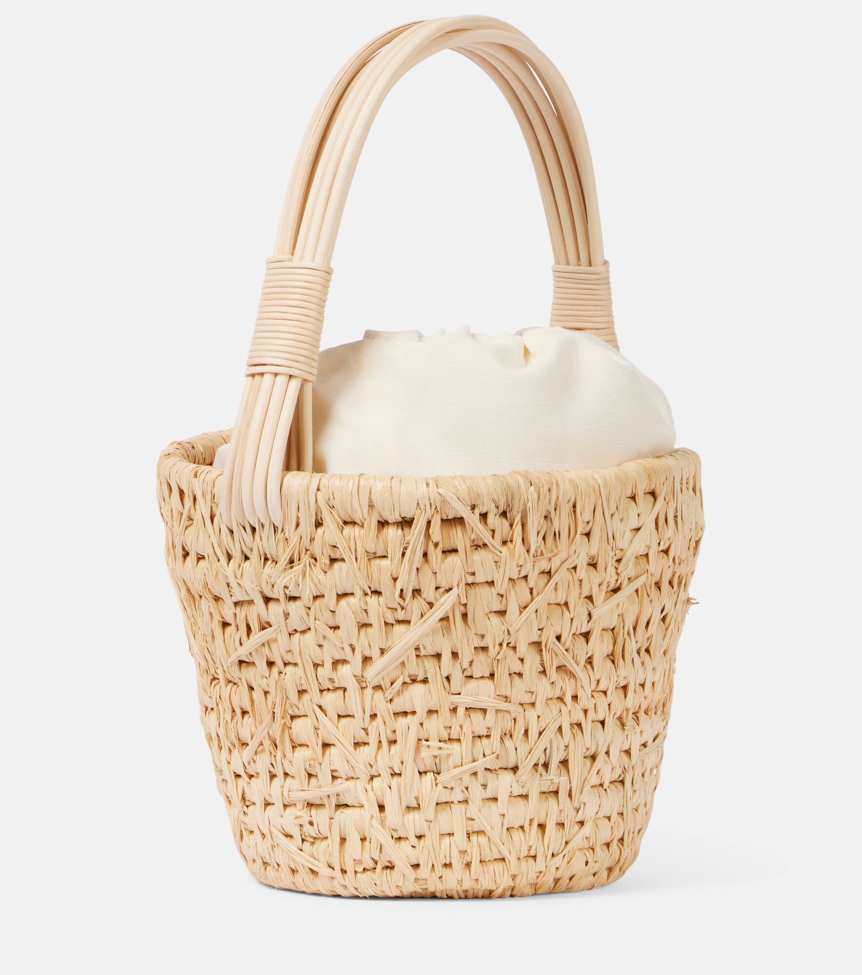 Hay rattan-trimmed straw basket bag - 4