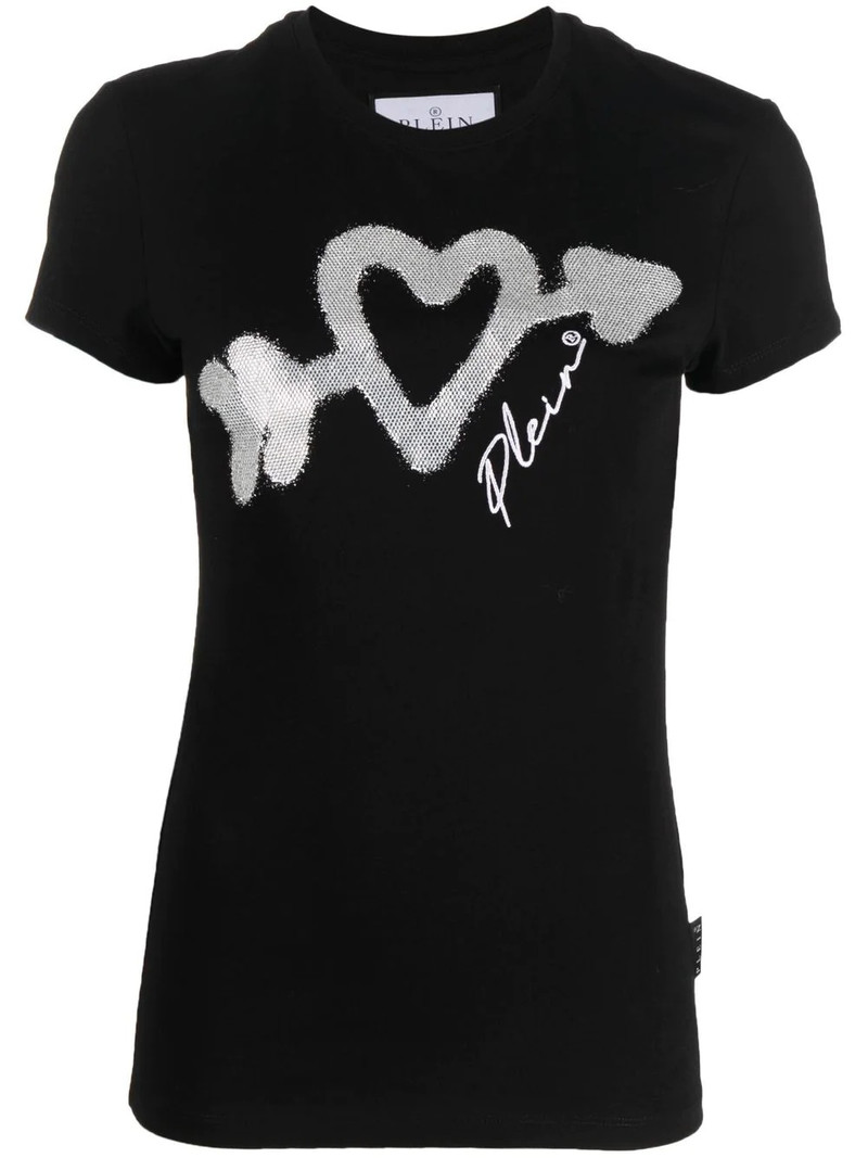 crystal-embellished logo T-shirt 1