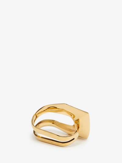 Alexander McQueen Women's Modernist Double Ring in Antique Gold outlook