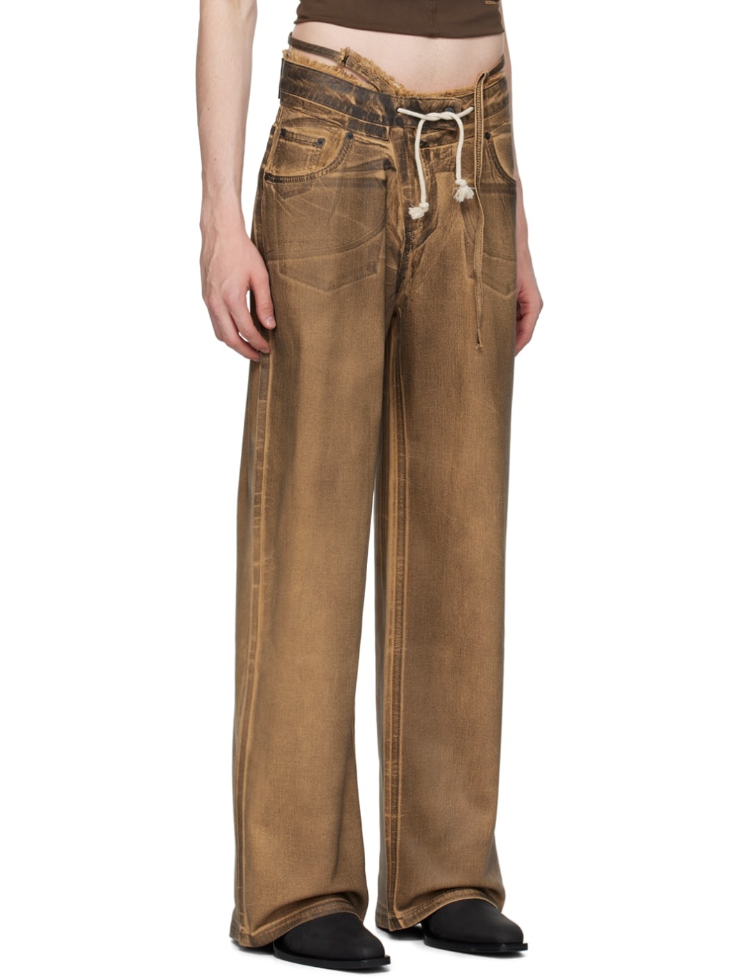 SSENSE Exclusive Brown Double Fold Jeans - 2
