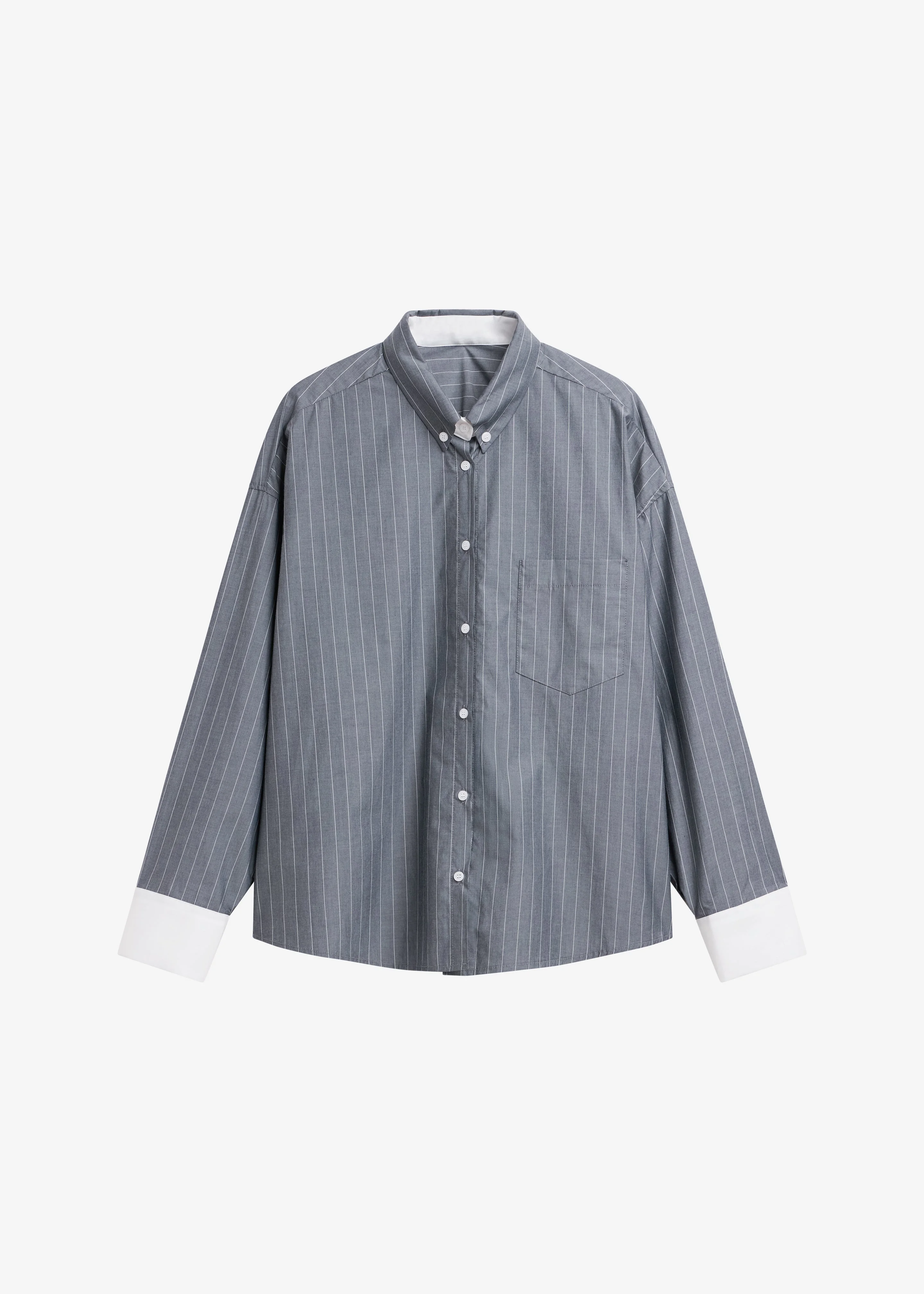 Lorna Shirt - Grey/White Pinstripe - 1