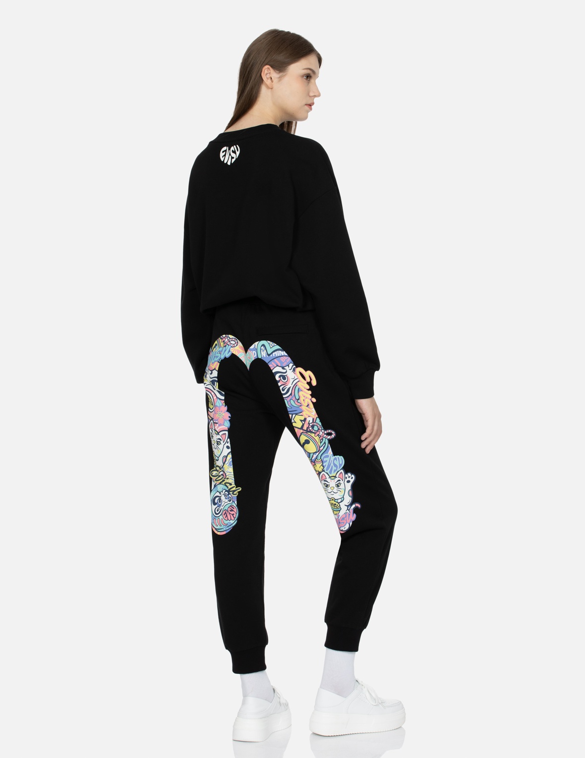 DARUMA AND FORTUNE CAT-PATTERN DAICOCK PRINT REGULAR FIT SWEATPANTS - 3