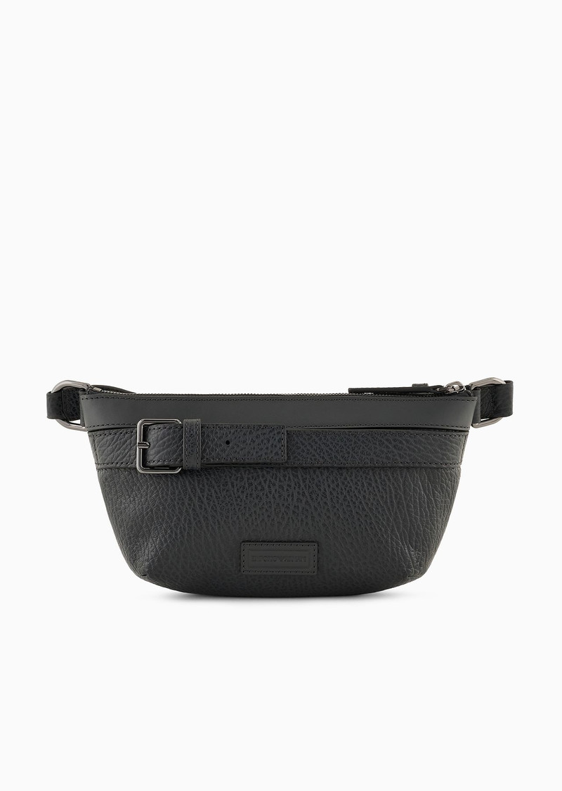 Pebbled-leather belt bag with smooth leather details 1